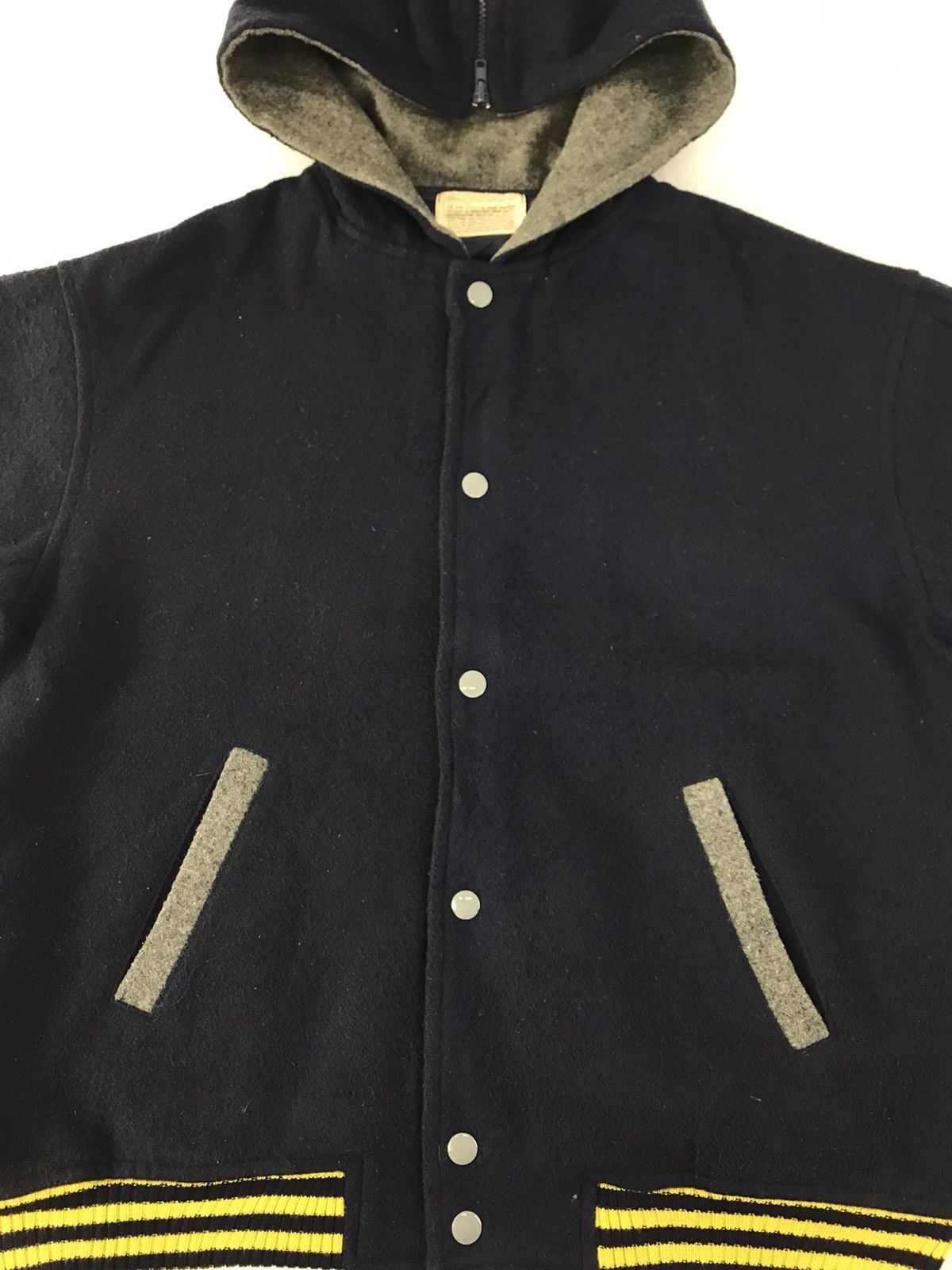 Japanese Brand Small Doll Network Varsity Hooded Jacket Wool Sleeve Size US L / EU 52-54 / 3 - 3 Thumbnail