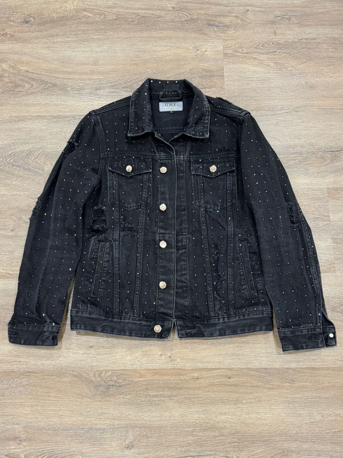 Other GMF Rhinestone Denim Jacket Distressed Crystal Trucker Size US M / EU 48-50 / 2 - 17 Thumbnail