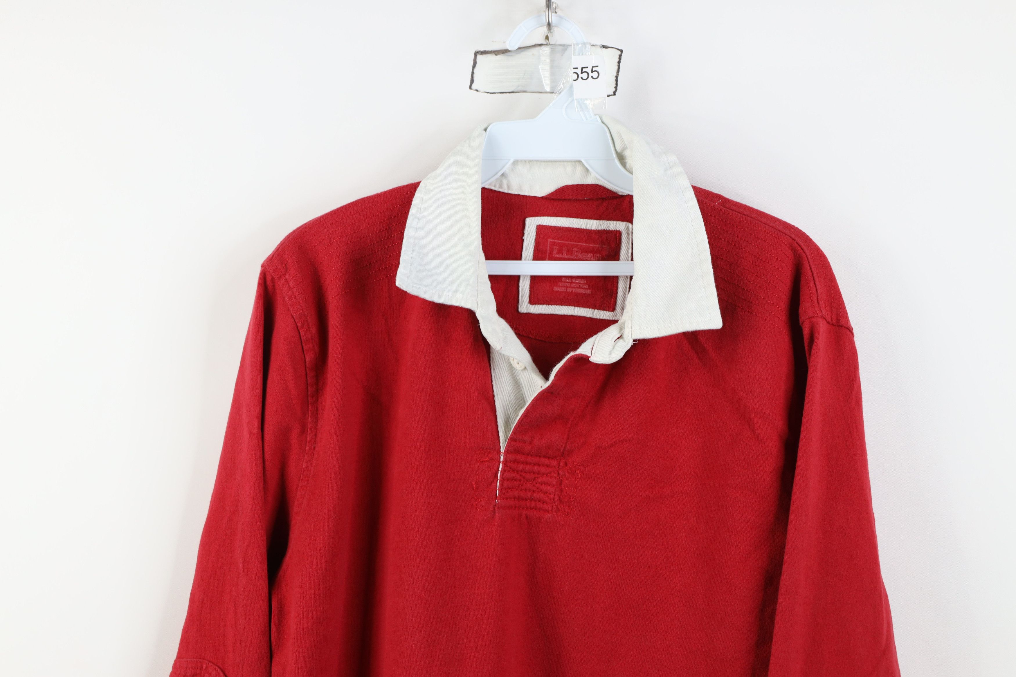 L.L. Bean Vintage LL Bean Heavy Elbow Patch Long Sleeve Rugby Polo Red Size US L / EU 52-54 / 3 - 2 Thumbnail