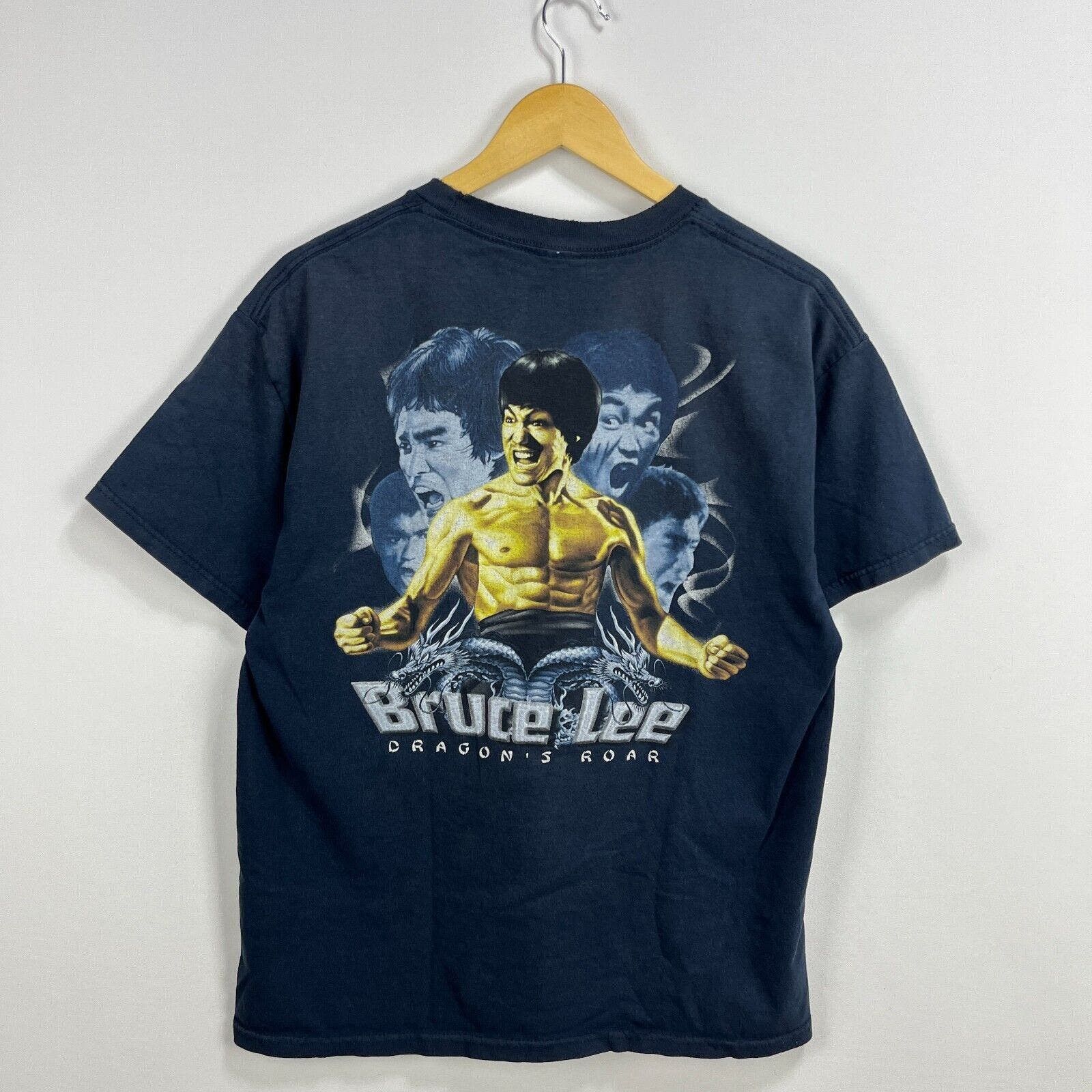 image of Bruce Lee Dragon's Roar T Shirt Large in Black, Men's