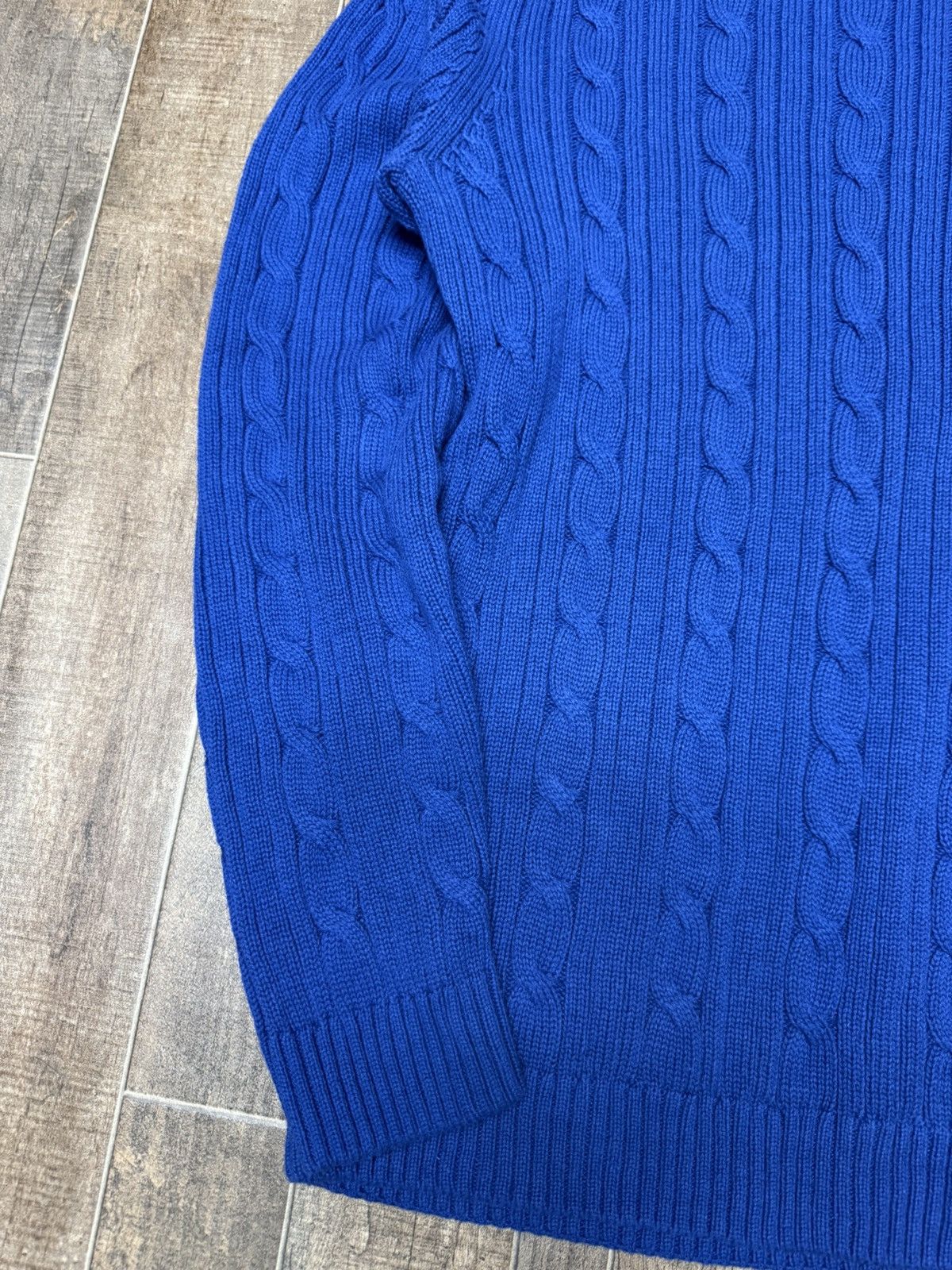 Chaps Ralph Lauren 90s Royal Blue Cable Knit Champs Jumper by Ralph Lauren Size US S / EU 44-46 / 1 - 2 Thumbnail