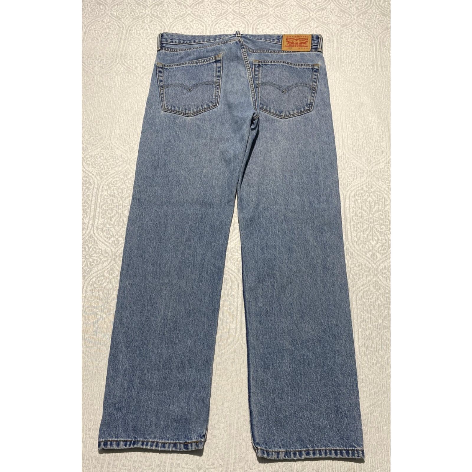 Levi's Levi's 505 Jeans Mens 36x32 Blue Denim Straight Leg Regular Fit Zip Fly Red Tab 5-Pocket Design Size US 36 / EU 52 - 4 Thumbnail