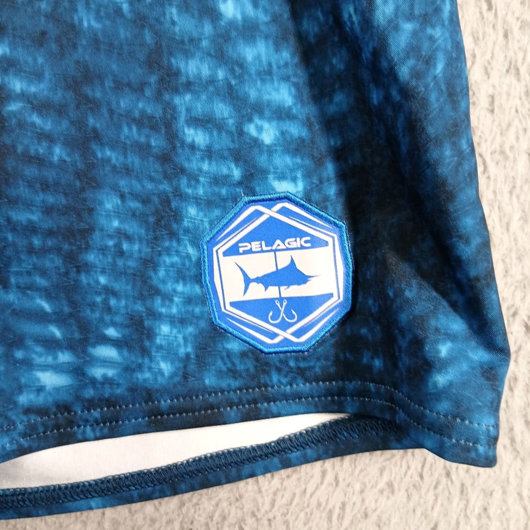 PELAGIC Argonaut Boardshorts Blue 36 Geometric Fish Scale