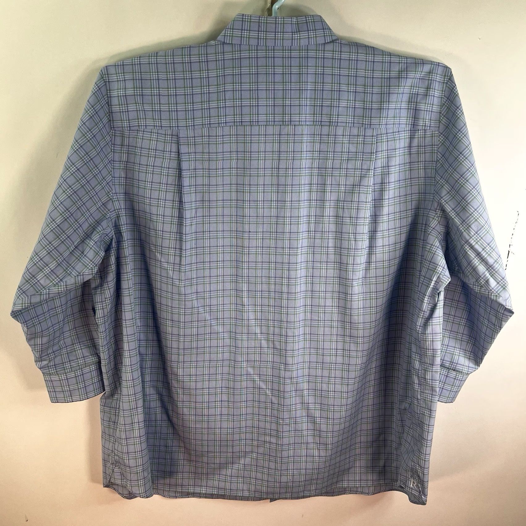 Vintage Blue Rochester Egyptian Cotton Checked Button-Up Shirt Mens Size 20 Regular Long Sleeve Blue/Green Pattern Check Casual Business 64 in Chest Size US XXL / EU 58 / 5 - 6 Thumbnail