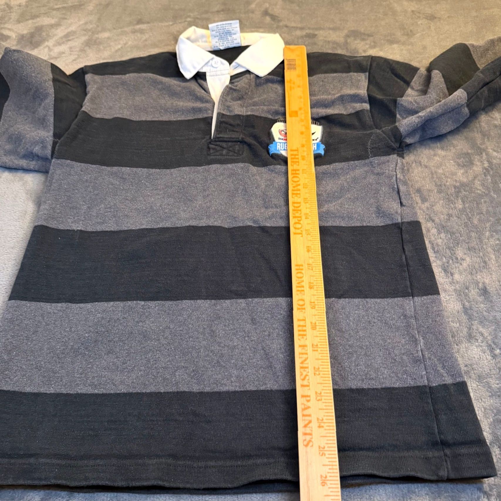 Barbarian VINTAGE Barbarian Rugby Wear Polo Shirt Striped Long Sleeve Grey/Black Men's S Size Small Casual Activewear Size US S / EU 44-46 / 1 - 7 Thumbnail