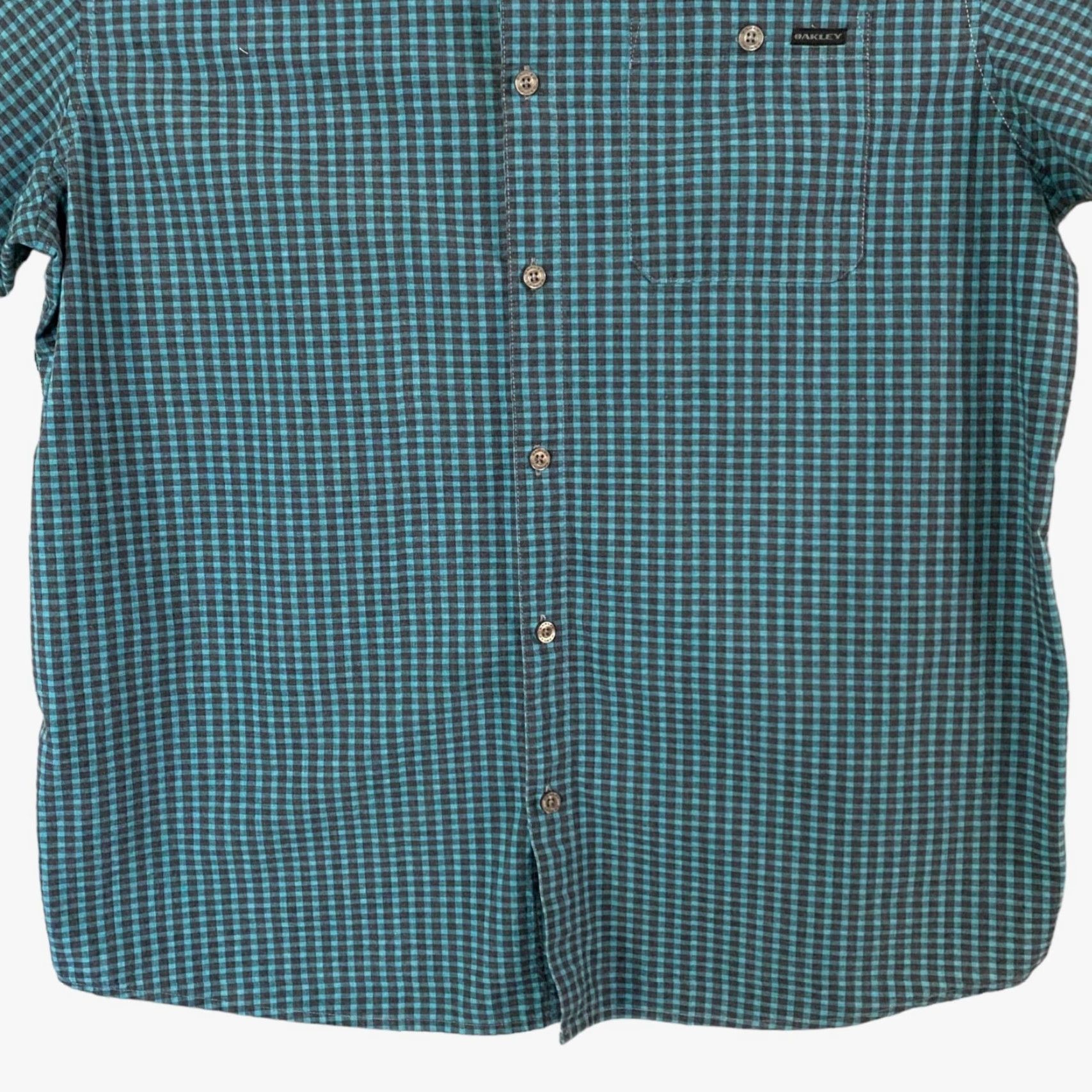 Oakley Oakley Button-Up Shirt Blue Teal Check Short-Sleeve Men's XXL Casual Button-Down Size US XXL / EU 58 / 5 - 6 Thumbnail