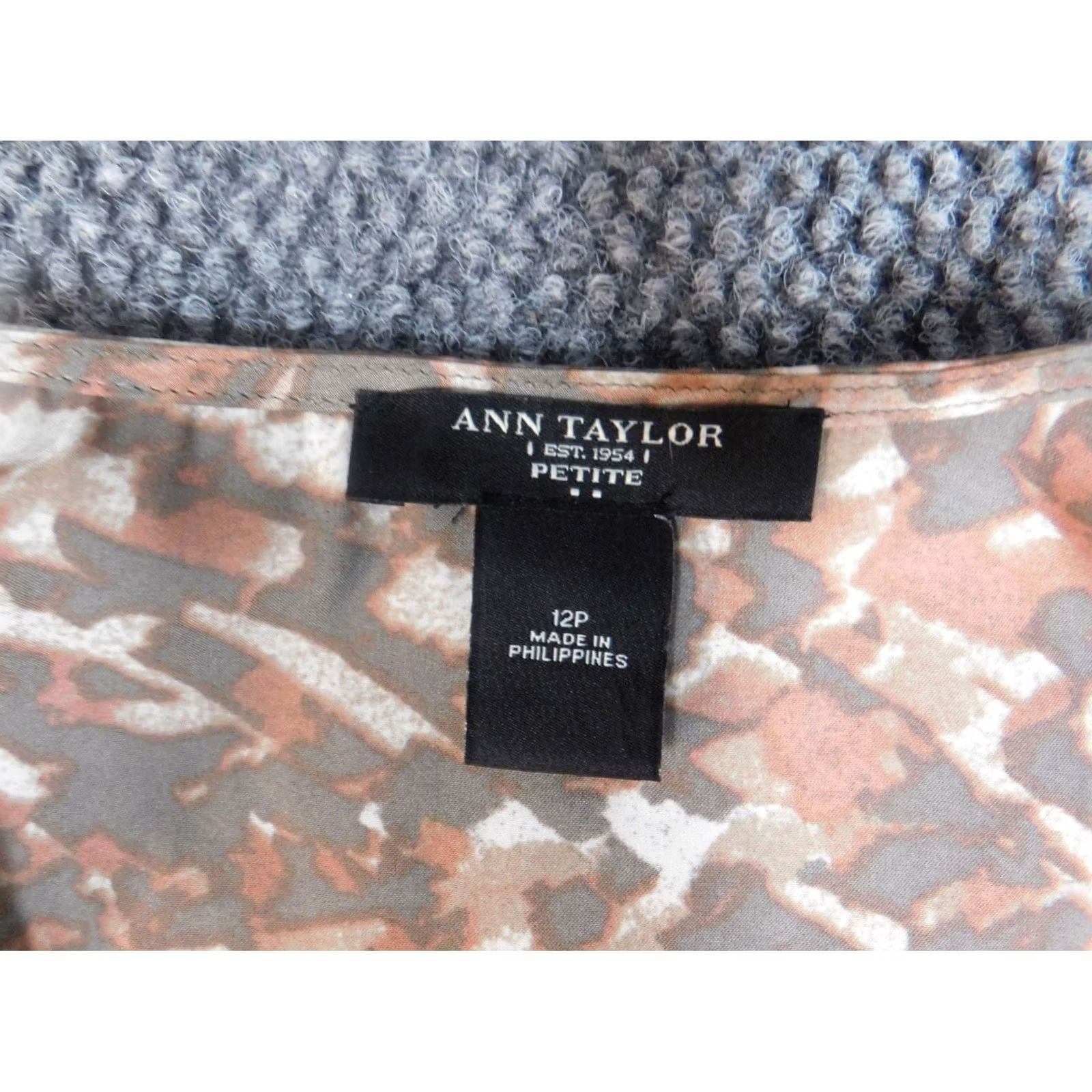 Ann Taylor Ann Taylor Blouse Womens 12P Petite Brown Pullover Sleeveless Collared Button Polyester Casual Shirt Size XL / US 12-14 / IT 48-50 - 6 Thumbnail
