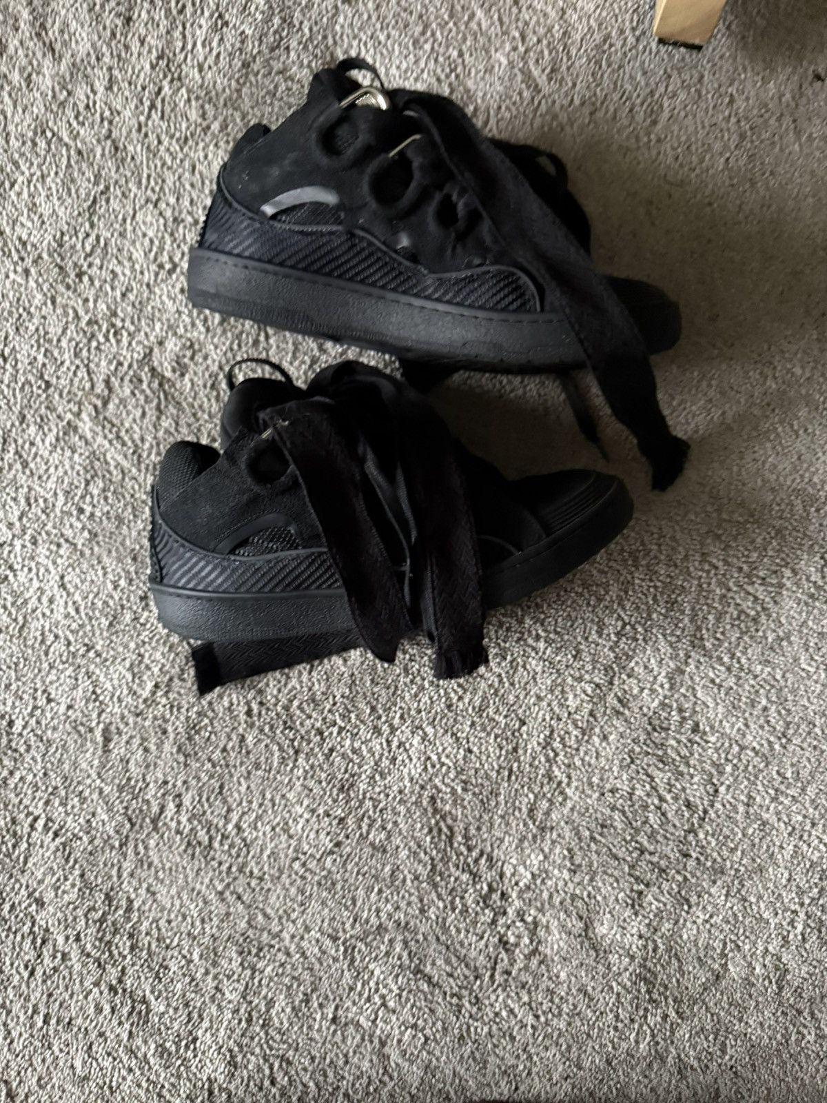 Lanvin Lanvin Black Curb Leather Sneakers Size US 11 / EU 44 - 3 Thumbnail