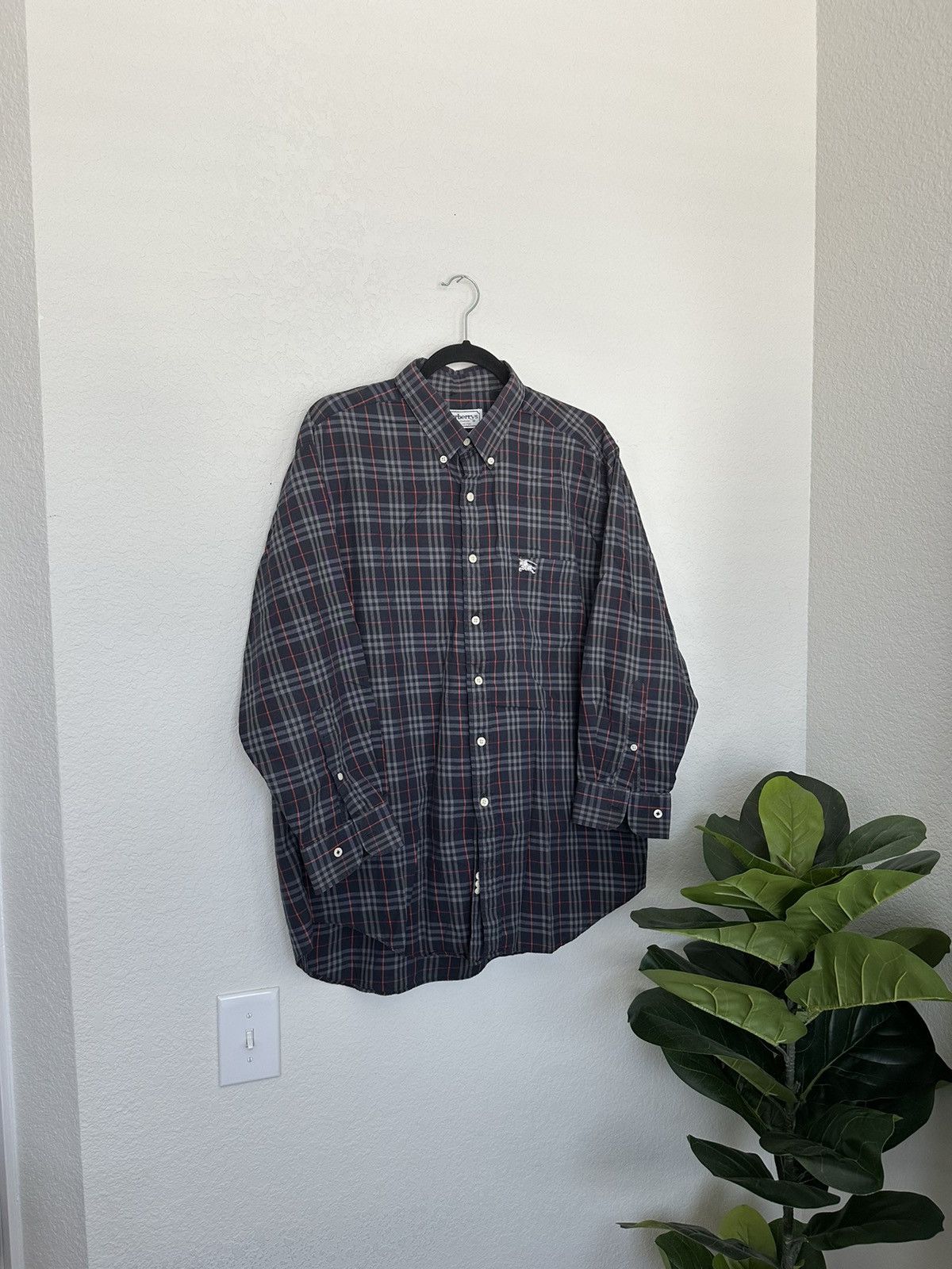 Vintage Vintage 90s Burberry Nova Check Long sleeve button up Grailed