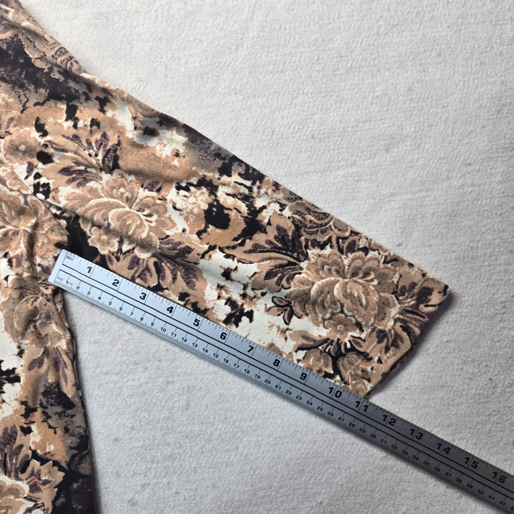 Vintage Rebecca Malone Shirt Women S Small Brown Floral Stretch Top Short Sleeve Size S / US 4 / IT 40 - 5 Thumbnail