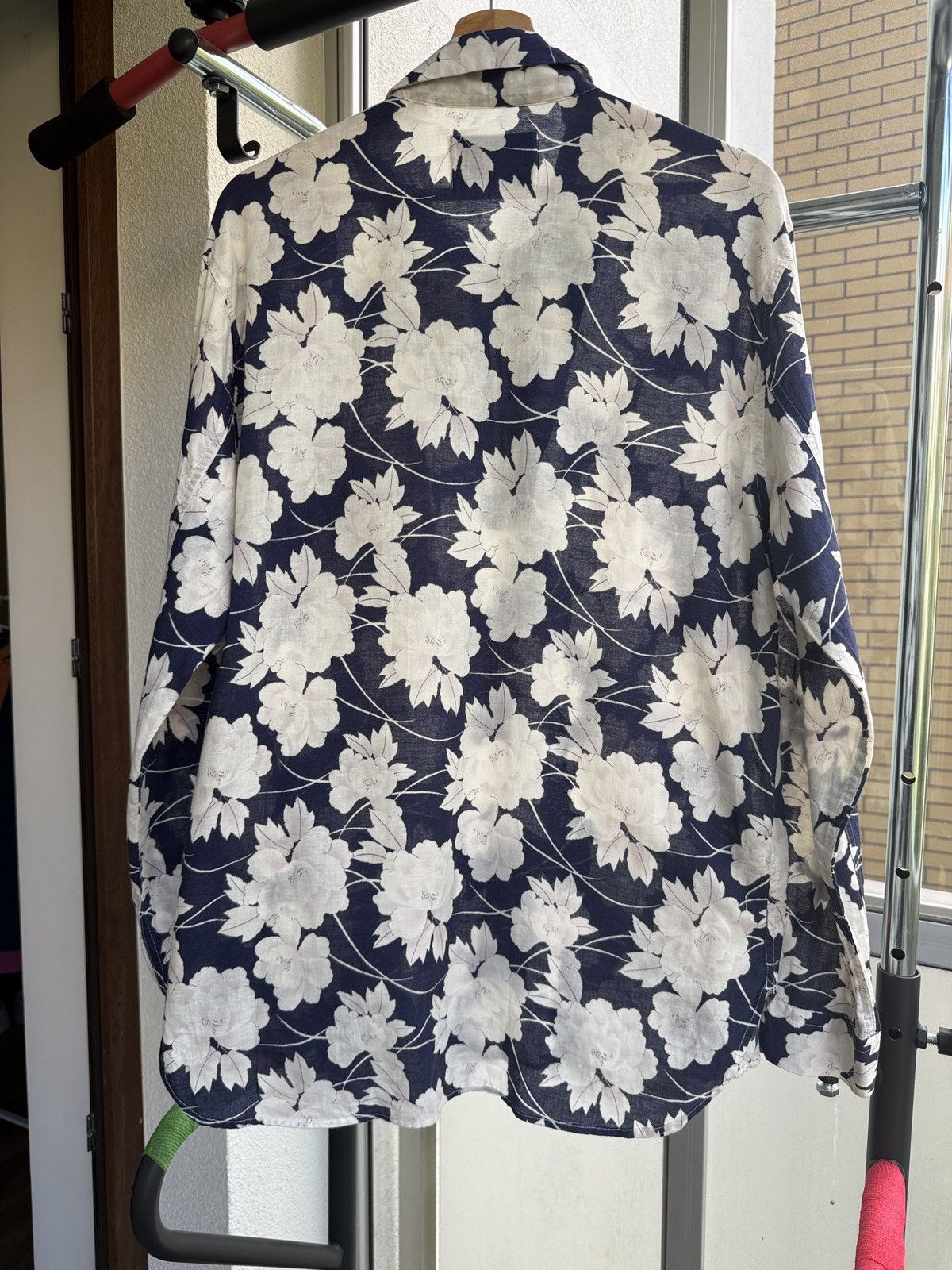 Our Legacy OUR LEGACY SS14 - Shirting Floral Shirt 1/3 Zip Blue Top, Size US M / EU 48-50 / 2 - 8 Thumbnail