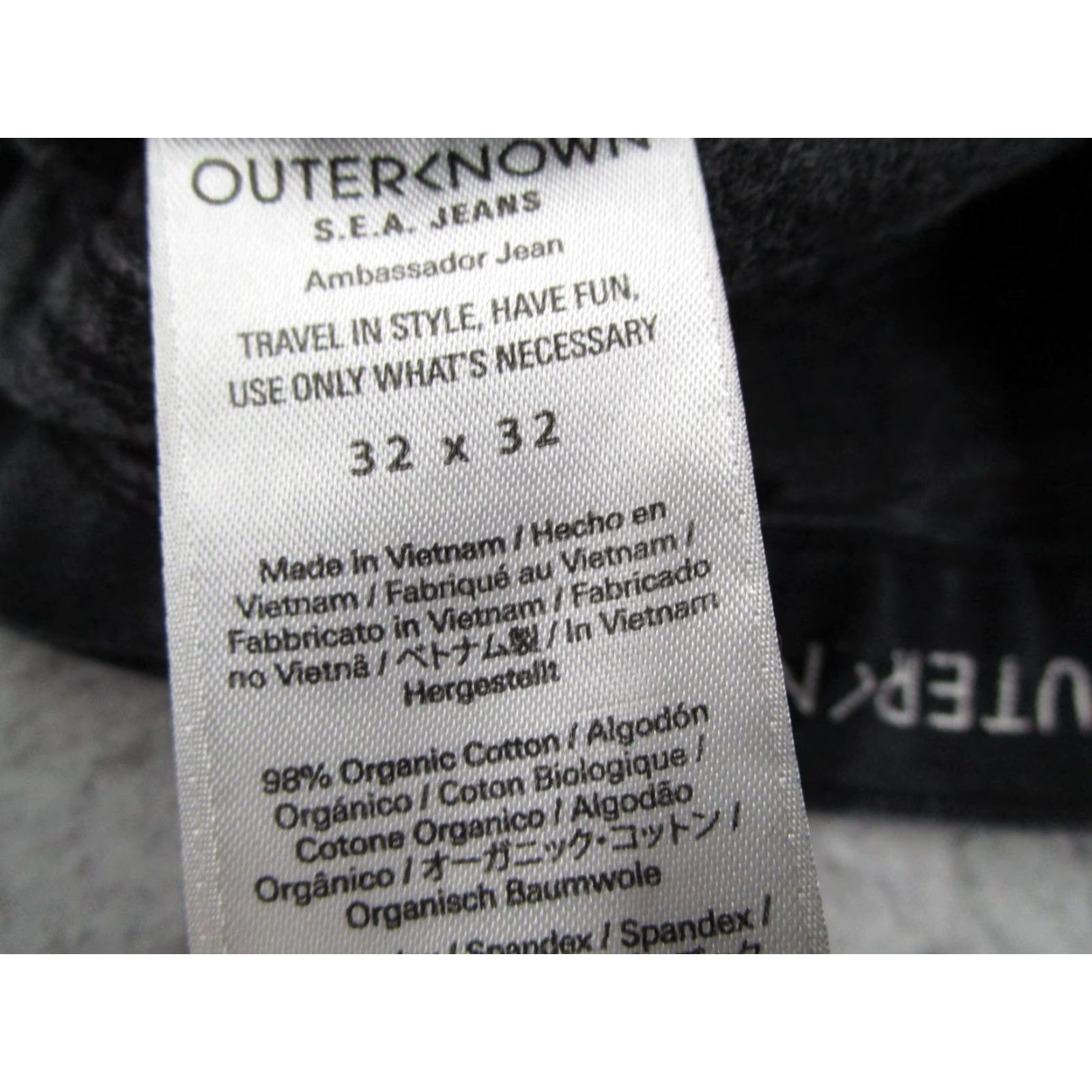 Outerknown VINTAGE? No. Outerknown S.E.A. Jeans Ambassador Slim Men 32x32 Black Denim Organic Stretch Slim-Fit 5-Pocket Mid Rise - Mens Jeans Size US 32 / EU 48 - 4 Thumbnail