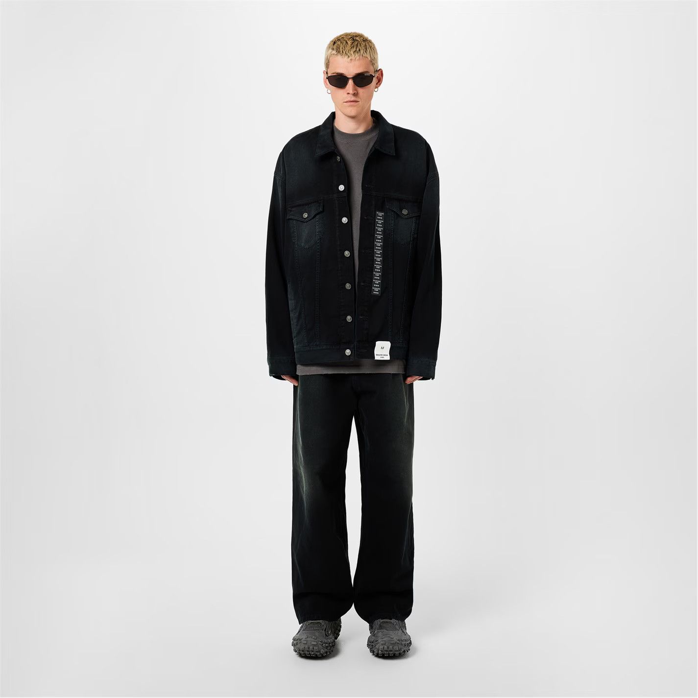 Balenciaga o1g2r1mq0226 Denim Size Sticker Baggy Jeans In Black Size US 32 / EU 48 - 6 Thumbnail