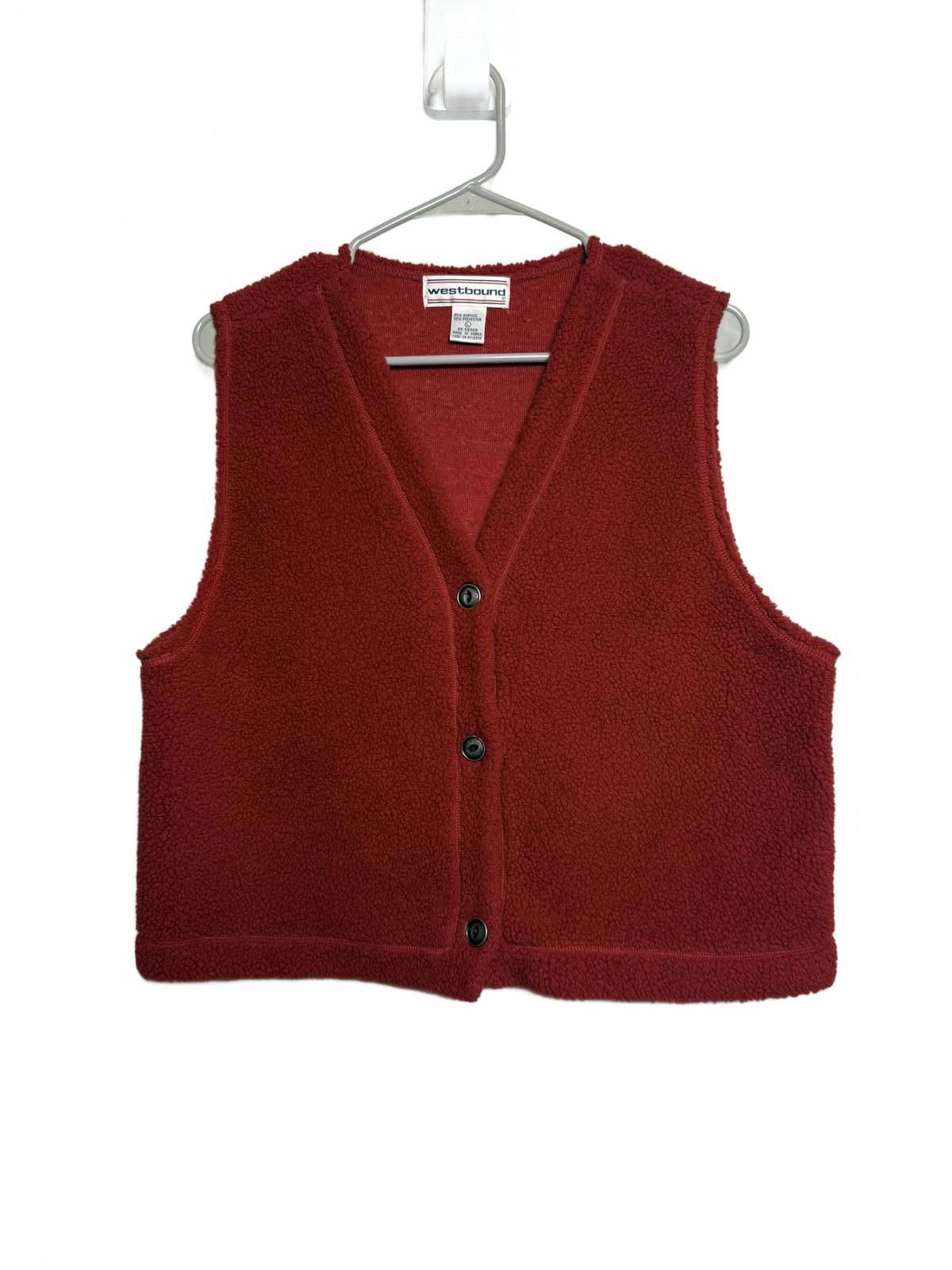 Designer Box Crop Red Fleece Vest Size M / US 6-8 / IT 42-44 - 2 Thumbnail