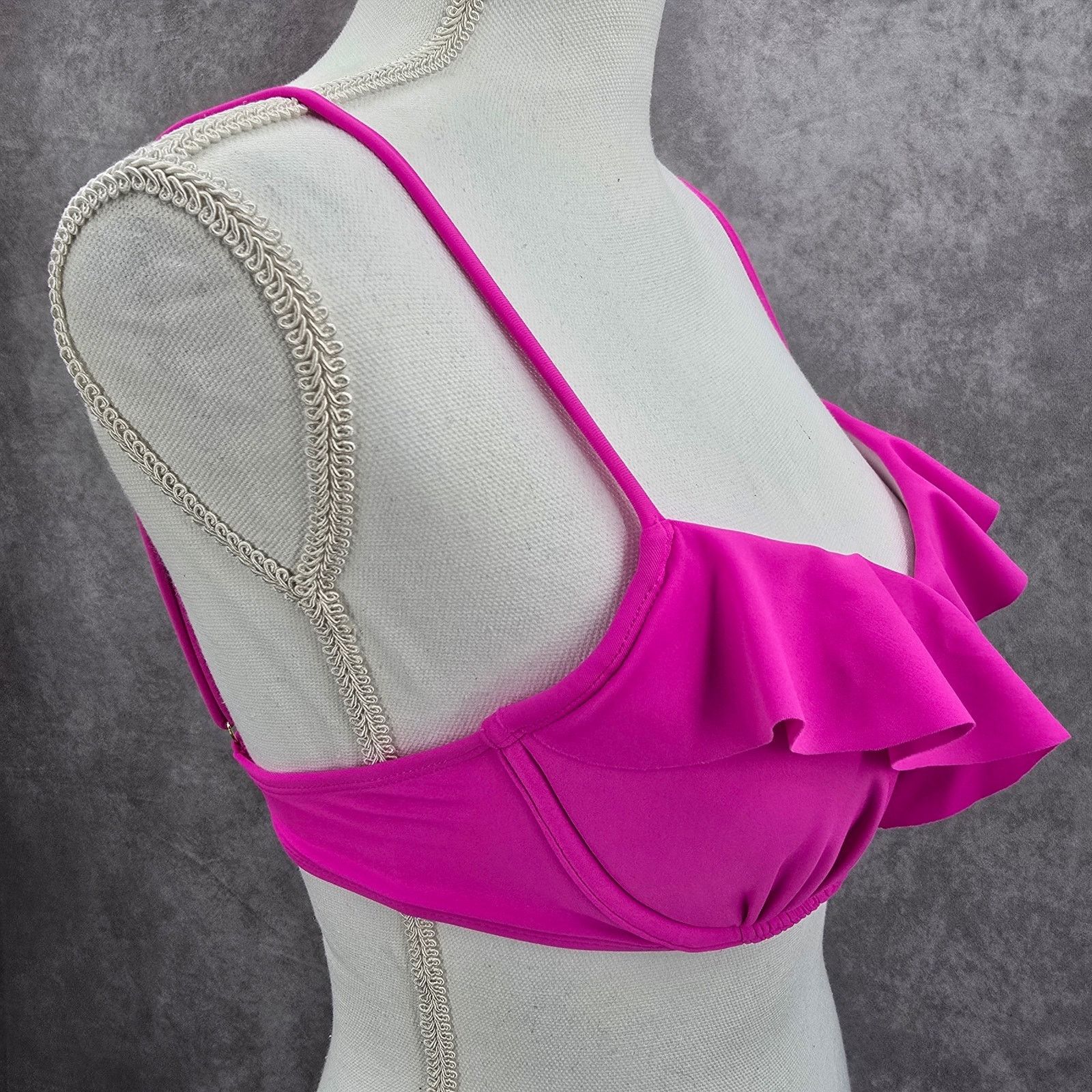 Other Xhilaration Pink Ruffle Wired Bikini Top Swimwear Medium Size ONE SIZE - 4 Thumbnail