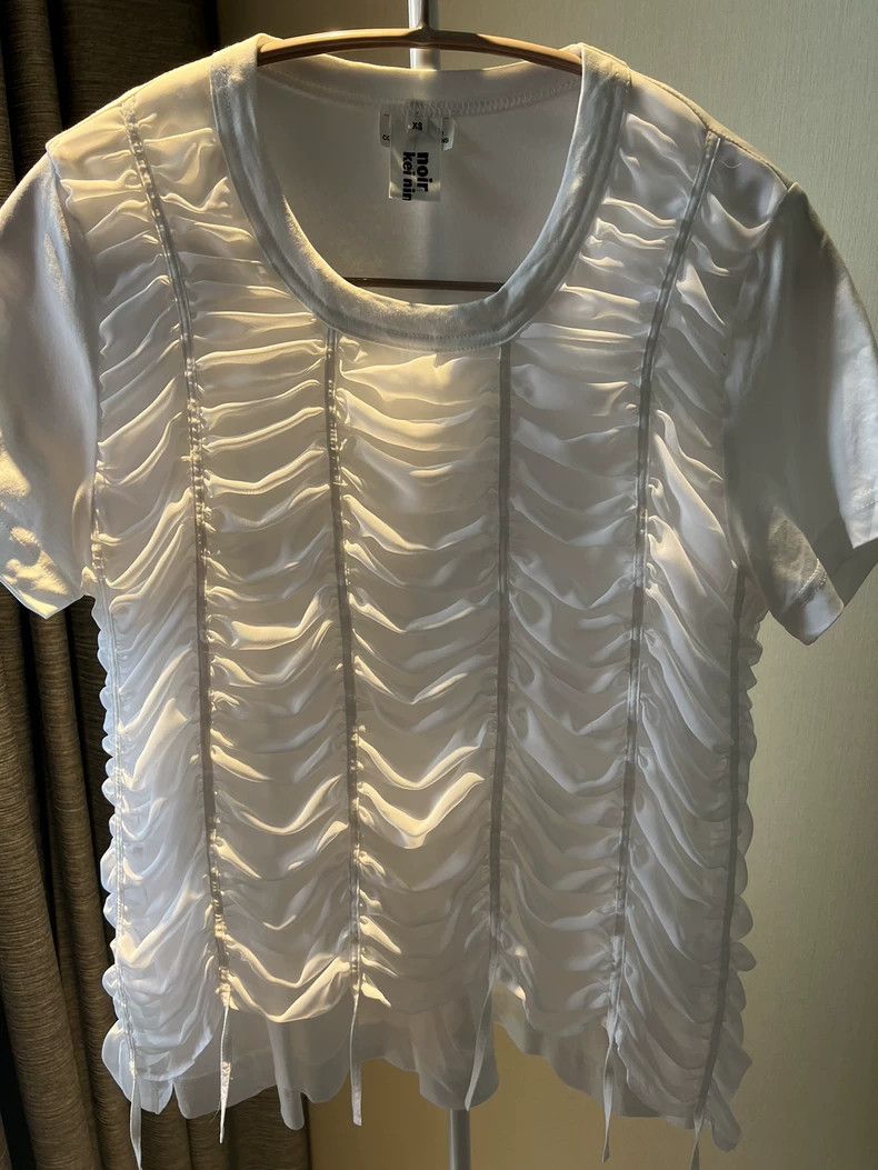 Comme des Garcons Comme Des Garcons White Chiffon Patchwork Short Sleeve T-s Size XS / US 0-2 / IT 36-38 - 1 Thumbnail