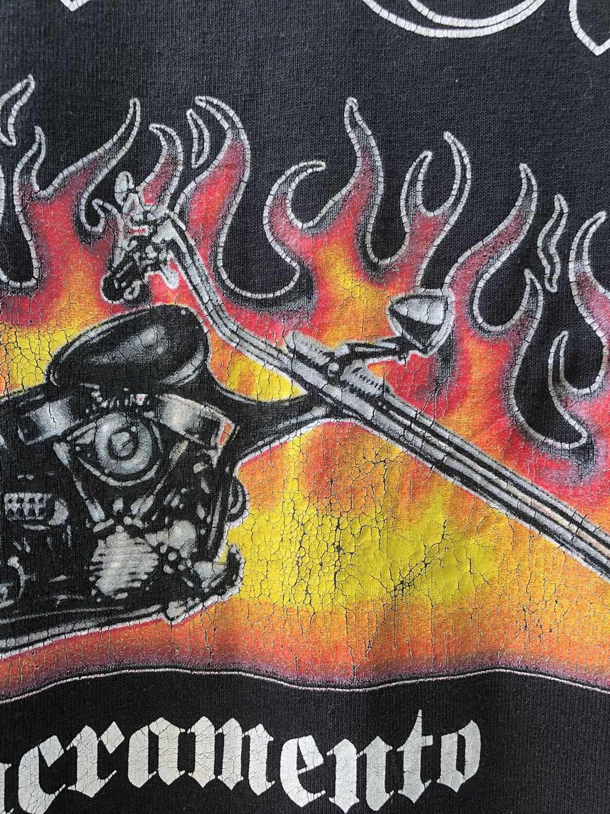 Harley Davidson 🔥Vintage🔥90s Sunfaded American Choopers Flames Tshirts Size US XXL / EU 58 / 5 - 6 Thumbnail