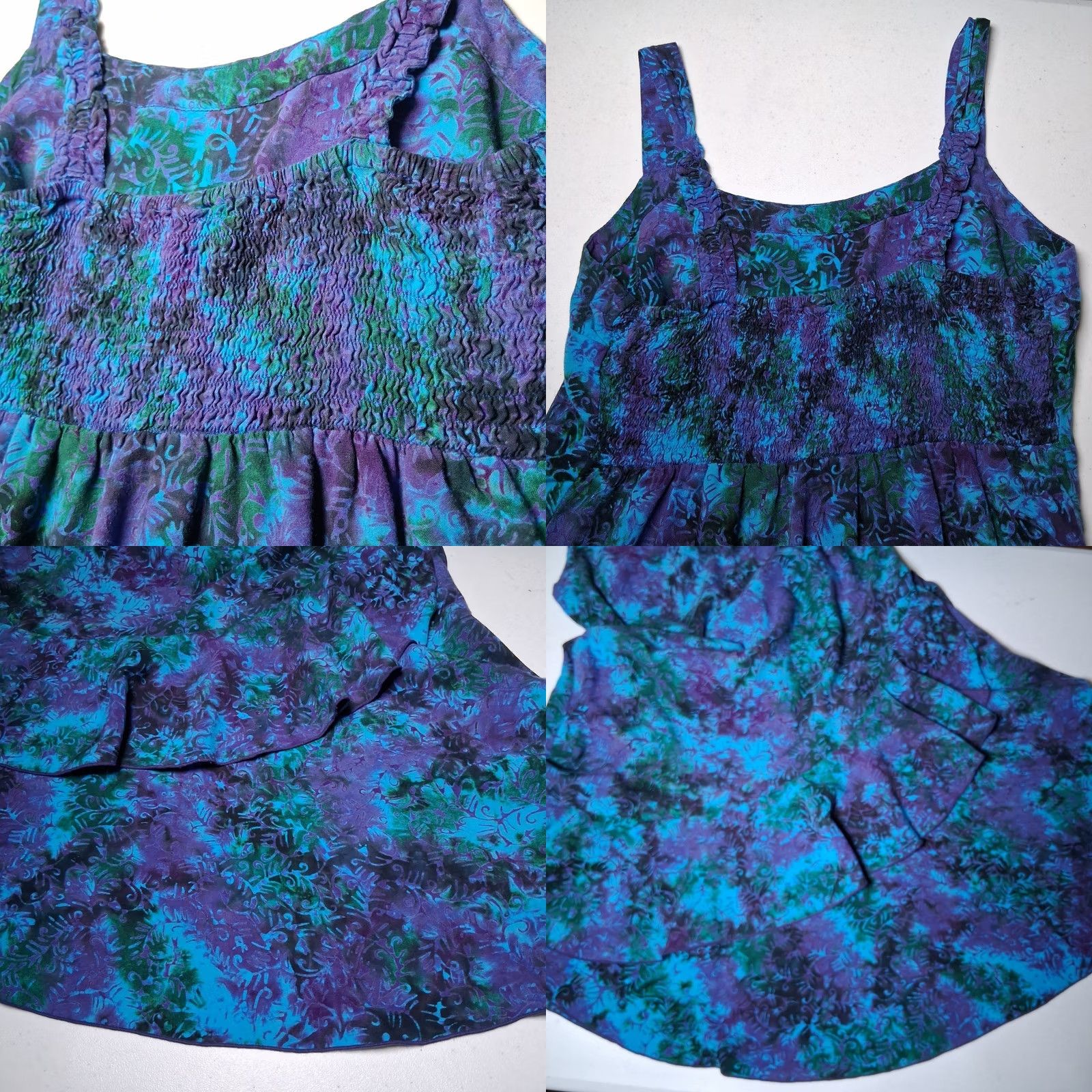 Vintage Peppermint Bay Dress Small Blue Batik Ruffled Sleeveless Bohemian Sundress Womens Size S / US 4 / IT 40 - 9 Thumbnail