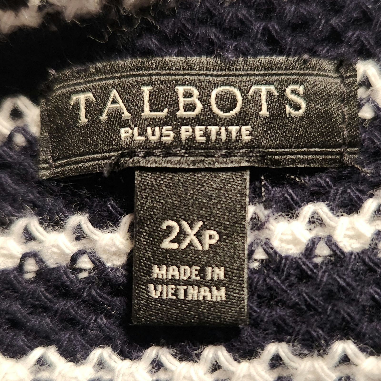 Other Talbots Navy and White Striped 3/4 Sleeve Top - 2XP Petite Size XXL / US 16-18 / IT 52-54 - 3 Thumbnail