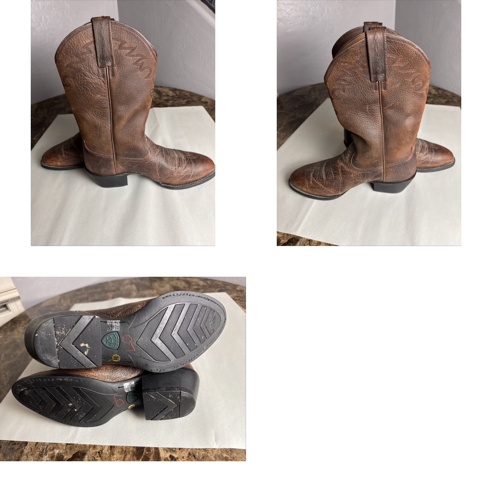 Ariat Ariat 34624 Brown Leather Cowboy Western Boots Mens Sz 10.5 EUC Leather Upper Outsole Western Style Cowboy Theme 1990s? Size US 11 / EU 44 - 8 Thumbnail