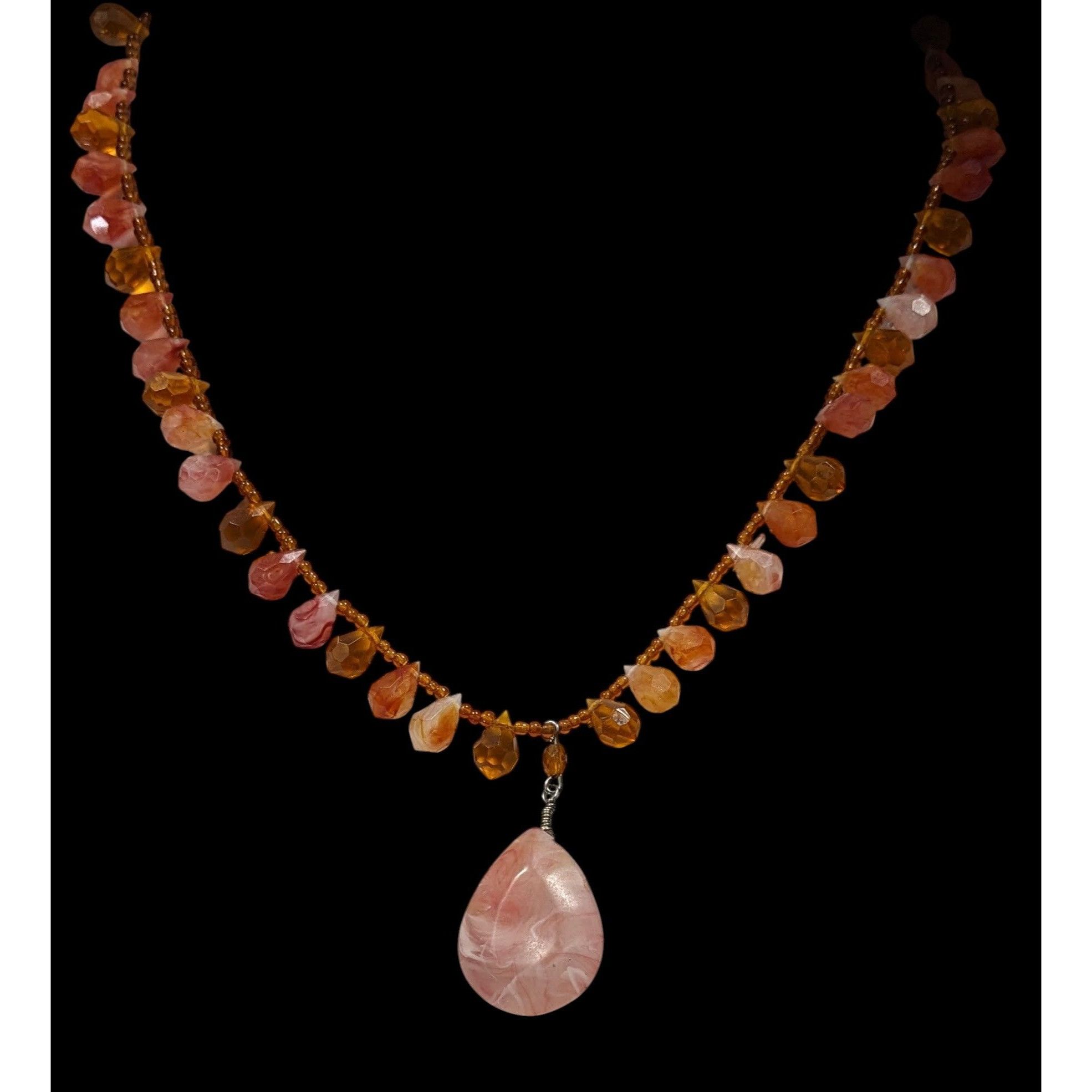 Handmade Handcrafted Coquette Acrylic Necklace With Pink Teardrop Pen Size ONE SIZE - 3 Thumbnail