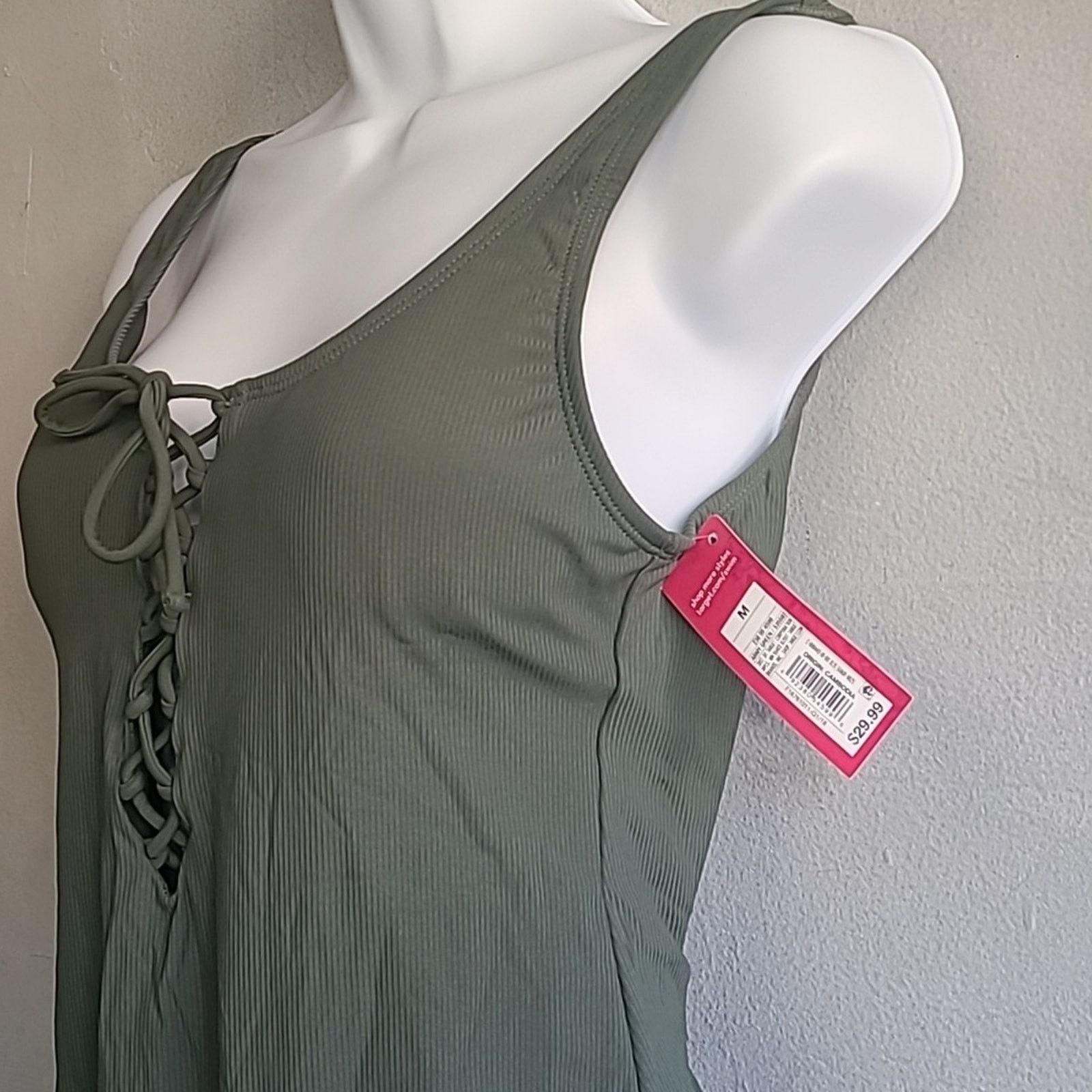 Other NEW women's medium green one piece swim bathing suit Size ONE SIZE - 2 Thumbnail