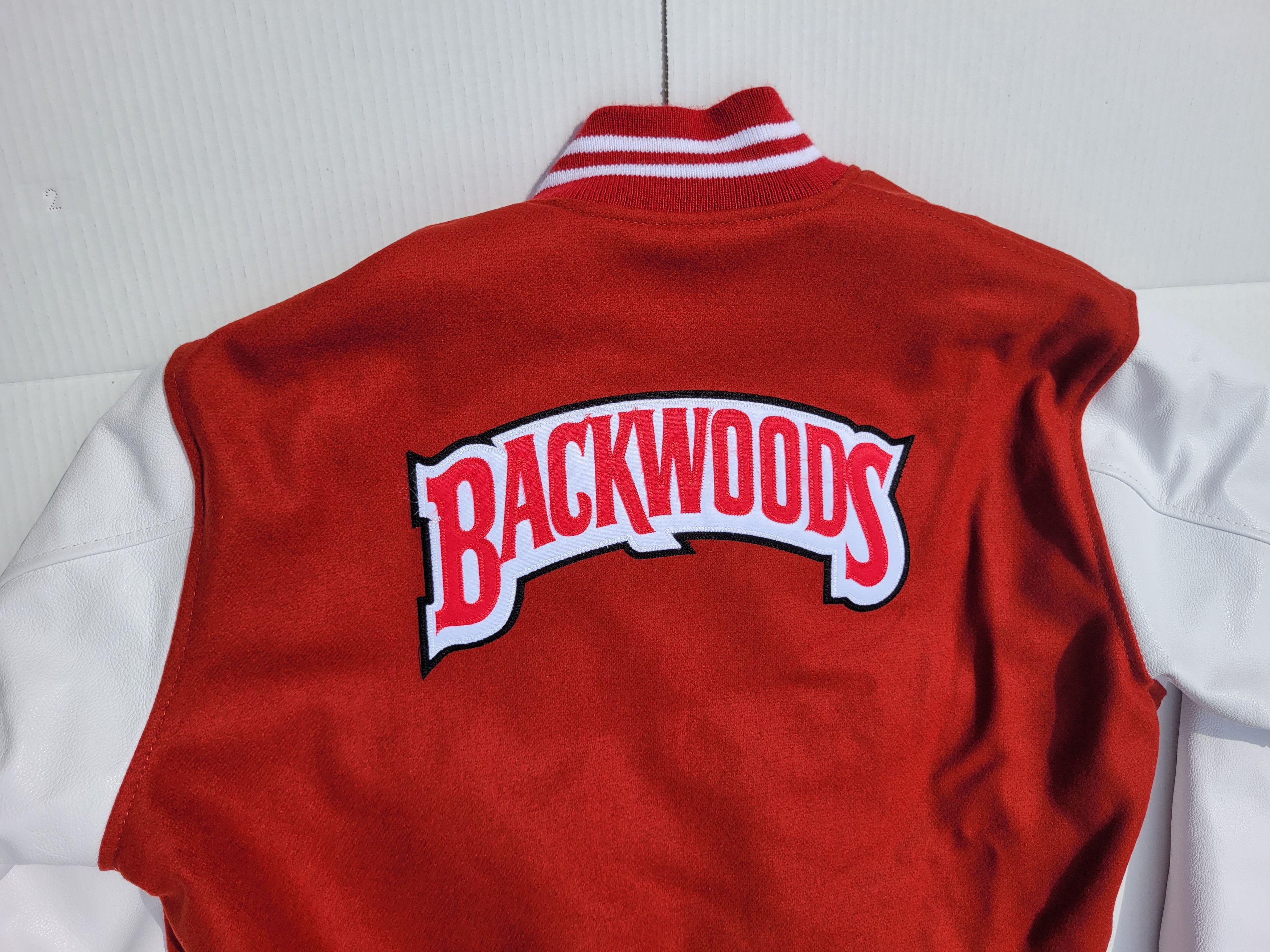 Vintage Backwoods Varsity Letterman Jacket Red & White RARE Size US M / EU 48-50 / 2 - 3 Thumbnail