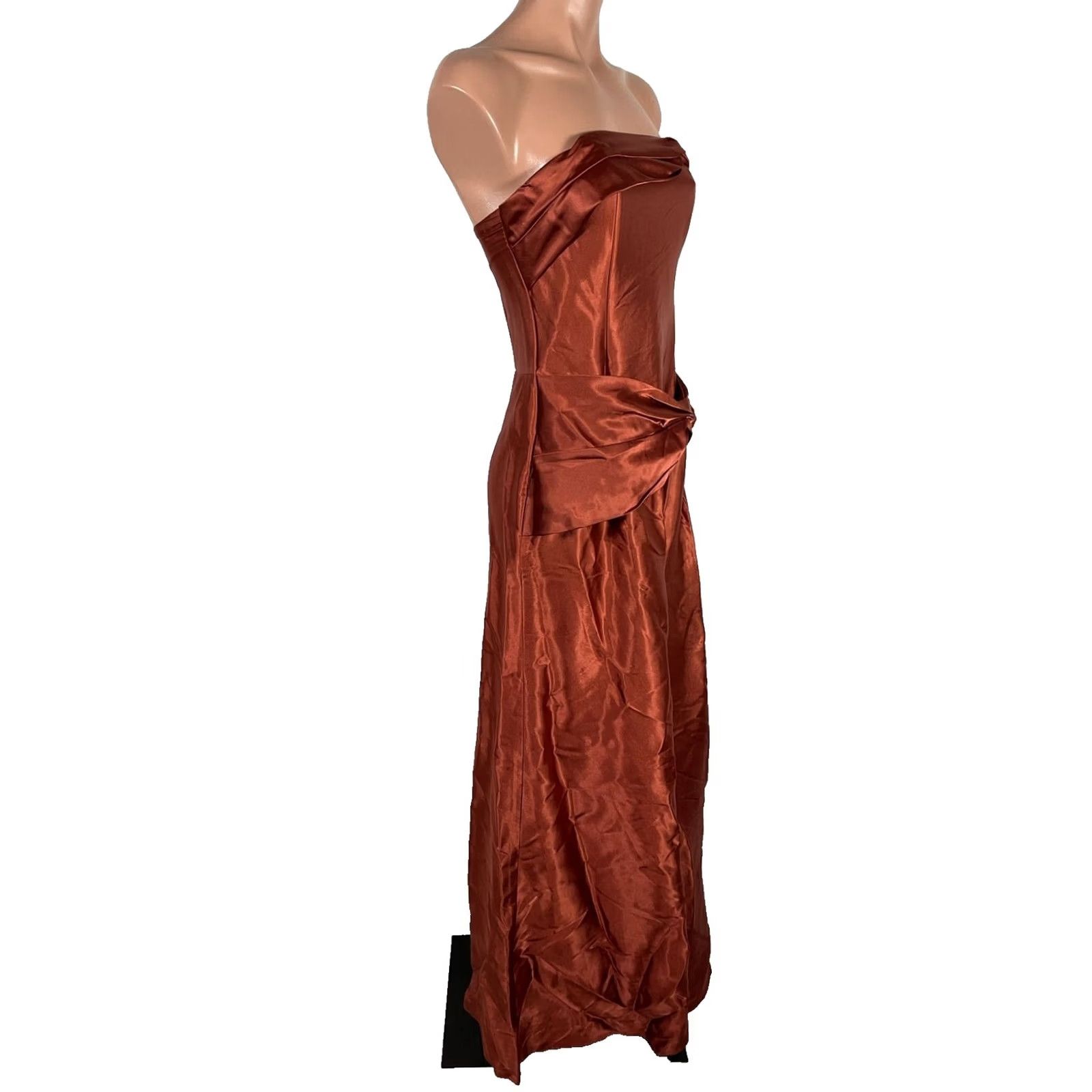 Jessica McClintock VINTAGE Jessica McClintock Dress Womens 8 copper Vtg 80s Strapless Satin Fit Flare Party Prom Size M / US 6-8 / IT 42-44 - 5 Thumbnail