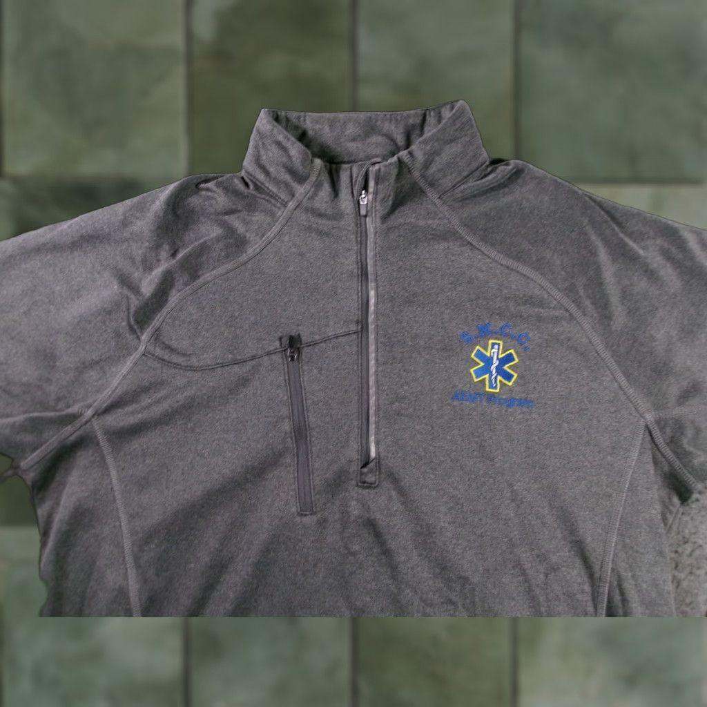 Logo 7 AEMT Pullover Mens L Gray Quarter Zip Embroidered Logo Performance Shirt/ Sweater Size US L / EU 52-54 / 3 - 1 Thumbnail