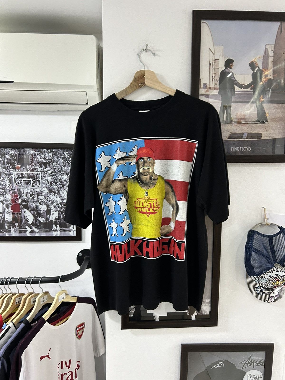 image of Band Tees x Rap Tees 90's Hulk Hogan Wee Tee in Black, Men's (Size XL)