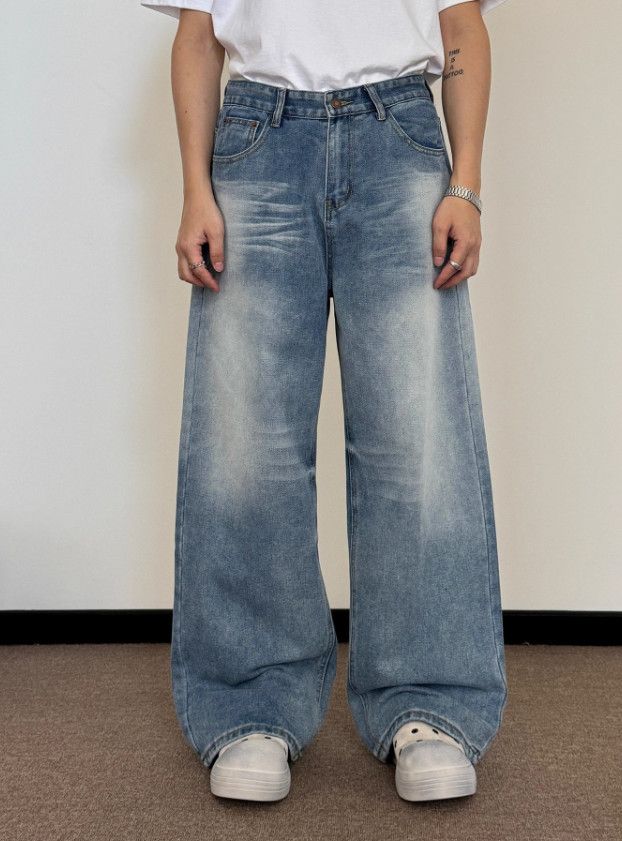 Japanese Brand Men's American straight-leg baggy washed jeans Size US 32 / EU 48 - 1 Thumbnail