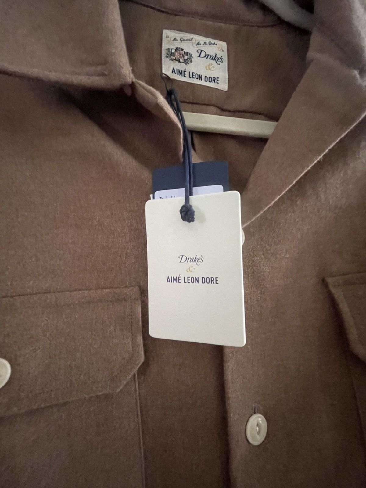 Aime Leon Dore × Drake's ALD x Drake’s - Wool Two Pocket Work Shirt: Caramel Size US M / EU 48-50 / 2 - 5 Thumbnail