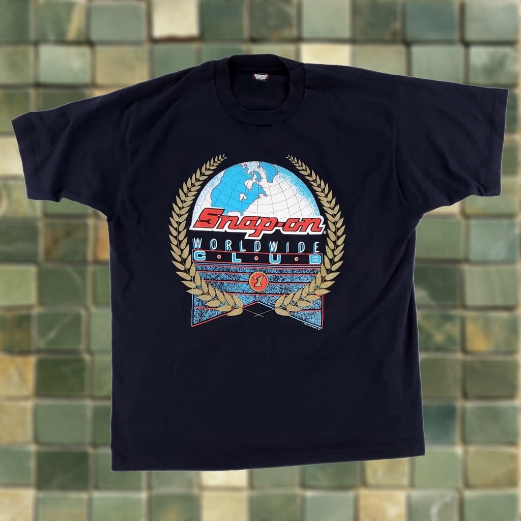 Vintage VINTAGE Snap-On T Shirt 90s Tools Black Short Sleeve Worldwide Club Mens XXL Size US XXL / EU 58 / 5 - 1 Thumbnail