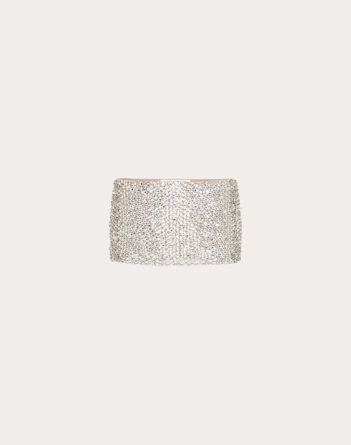 Valentino o1s1wg110525 Embroidered Organza Mini Skirt in Silver Size 28" / US 6 / IT 42 - 1 Thumbnail