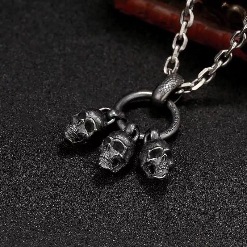 Vintage Skull Punk 3pendant Chain Necklace Size ONE SIZE - 1 Thumbnail