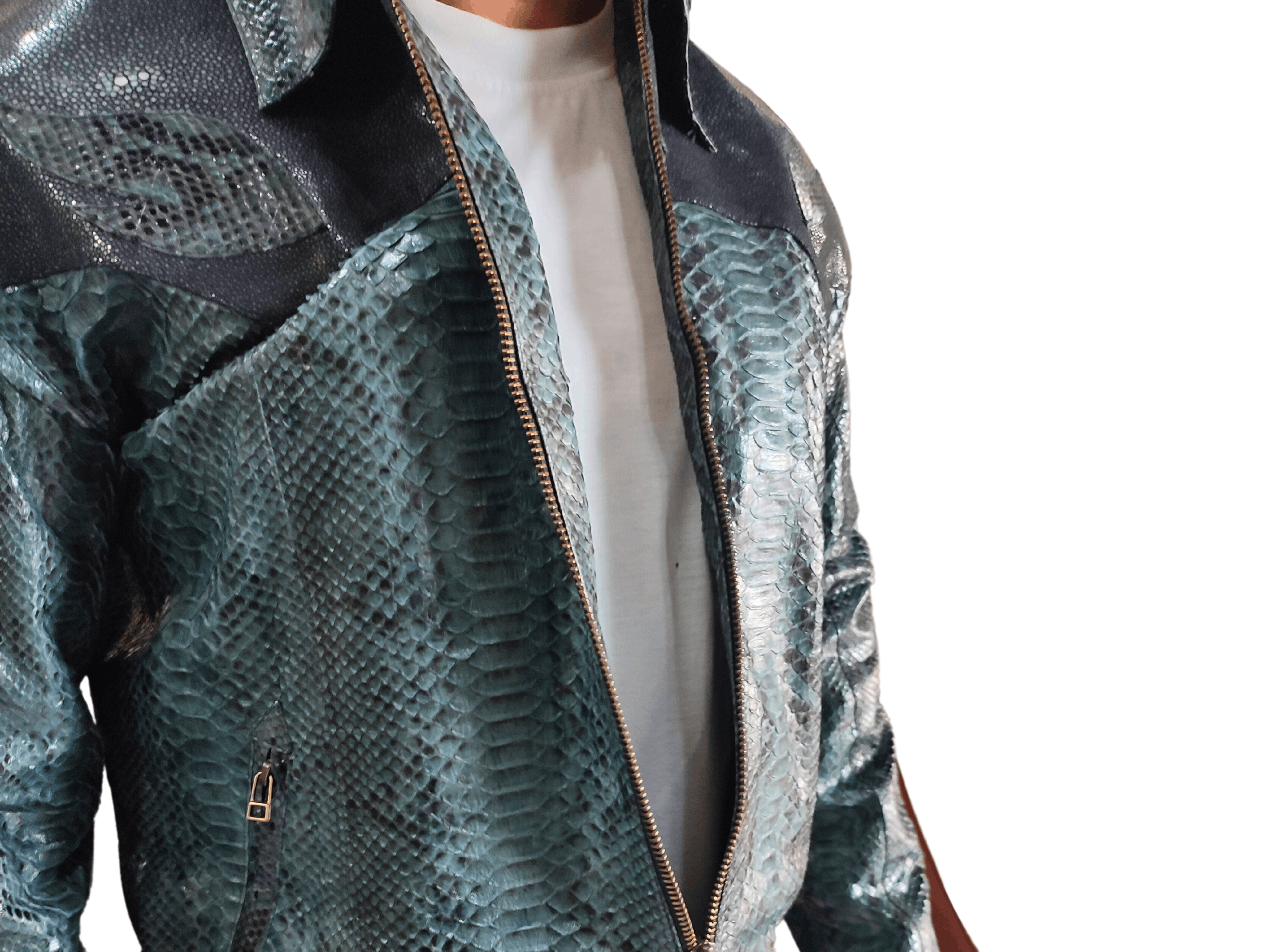 Handmade Snakeskin Jacket for Men with Stingray Skin Accents Size US M / EU 48-50 / 2 - 3 Thumbnail