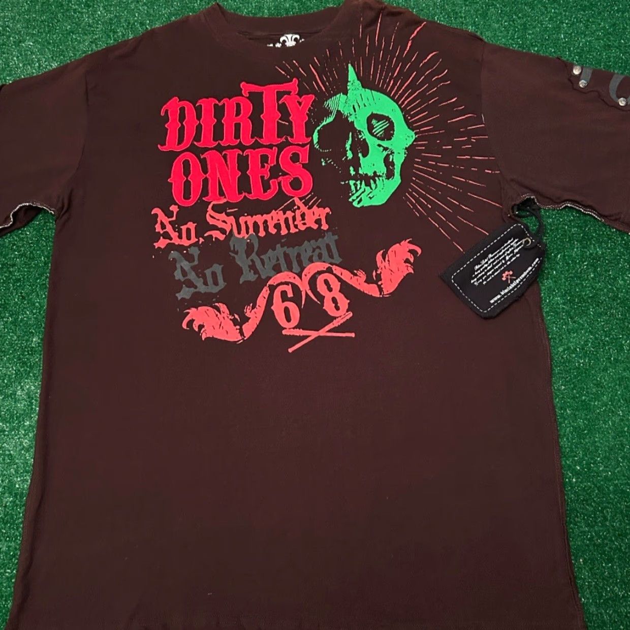 Vintage VINTAGE Blac Label T-Shirt XL Brown Skull Grunge Punk Y2K Sat an Souls Dirty Ones MMA Affliction Biker Hip Hop Skater Mens Size US XL / EU 56 / 4 - 6 Thumbnail