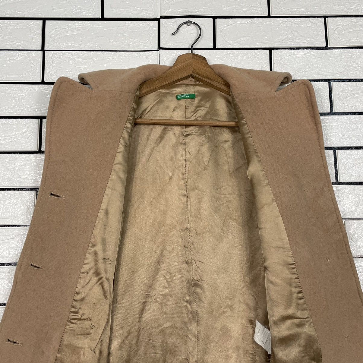 United Colors Of Benetton United Colors Of Benetton Brown Wool Long Coat Size S / US 4 / IT 40 - 13 Thumbnail