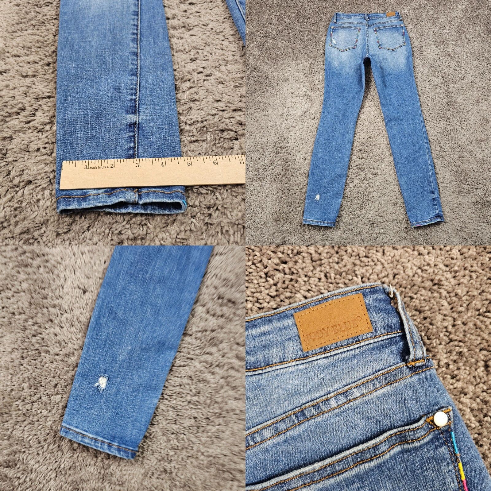 Rainbow Vintage Judy Blue Women’s Skinny Jeans 27 Mid Rise Rainbow Stretch Distressed Medium Wash Size 27" / US 4 / IT 40 - 8 Thumbnail