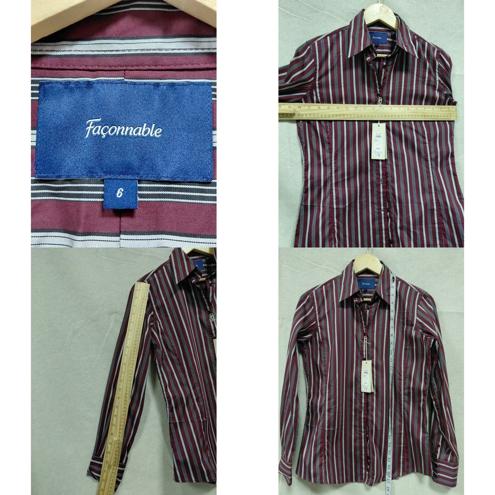 Faconnable Faconnable Striped Button-Up Shirt Purple Long Sleeve Collared Size 6 Women Size M / US 6-8 / IT 42-44 - 8 Thumbnail