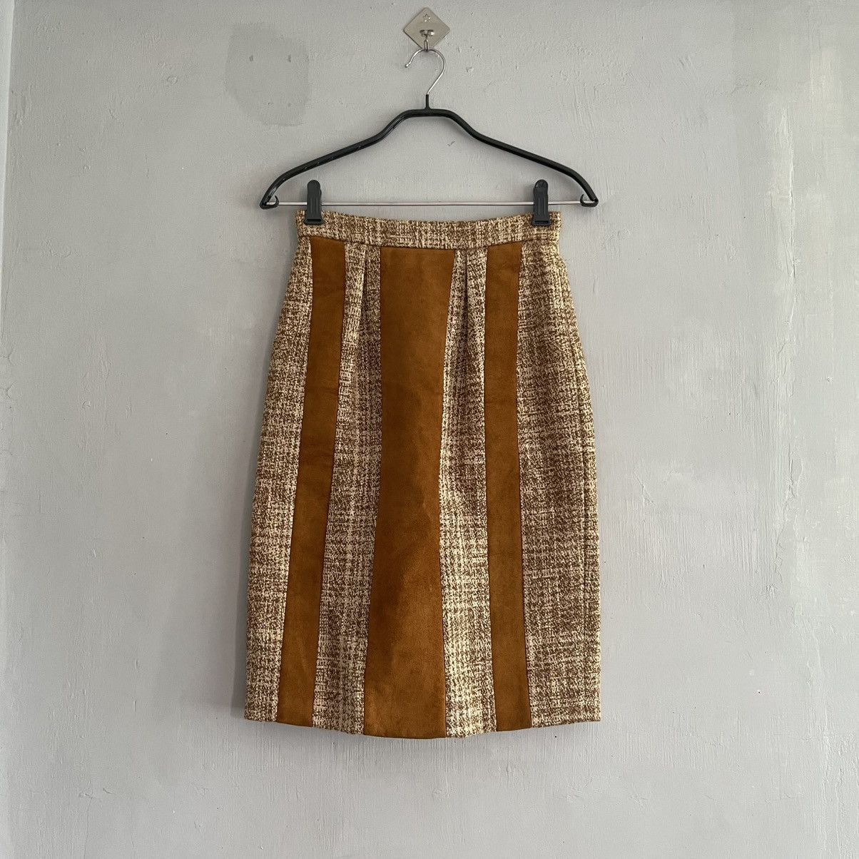 Miu Miu SS15 Miu Miu Tweed Suede Midi Skirt Size 25" / US 0 / IT 36 - 1 Thumbnail
