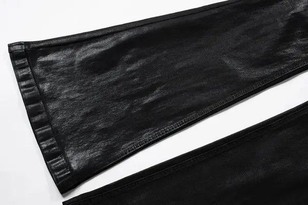 VIBE Streetwear Wax Leather Stretch Hombre Baggy Flare Pants Size US 33 - 7 Thumbnail