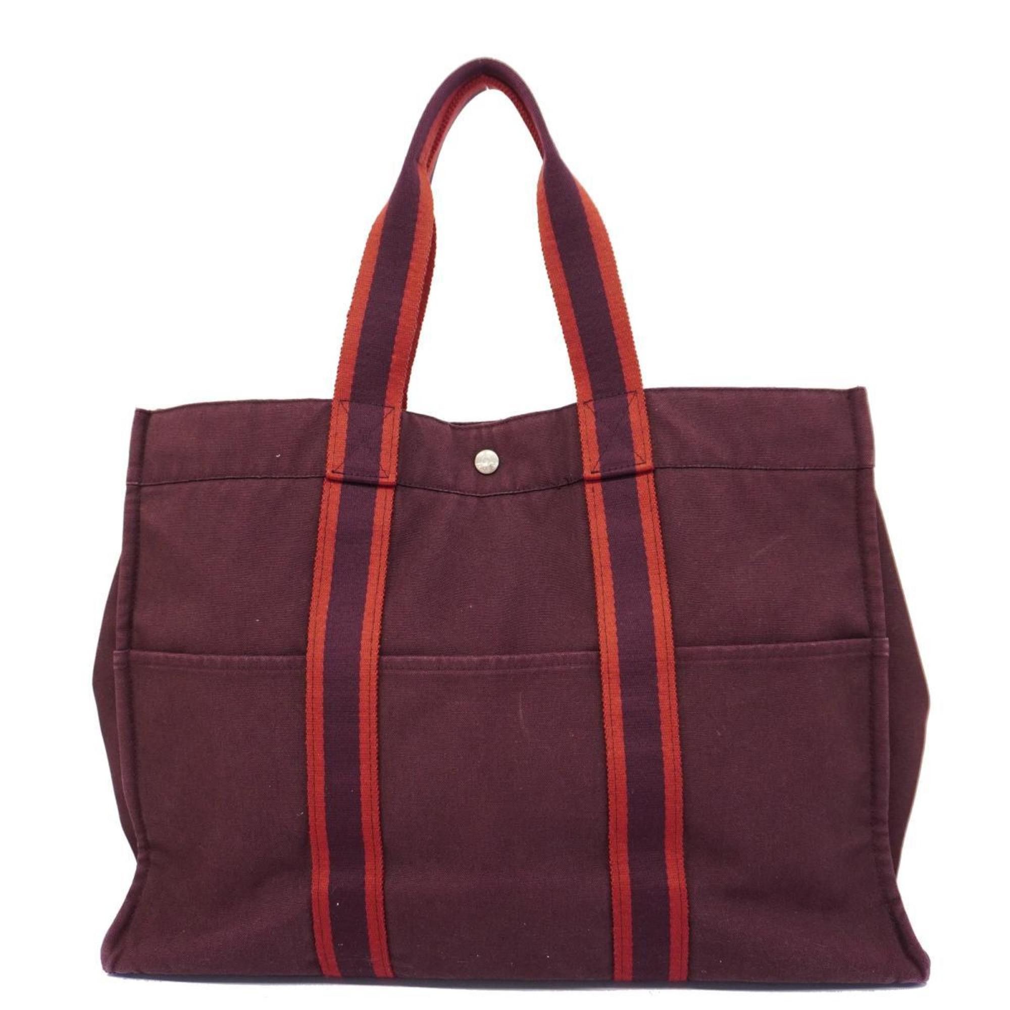 image of Hermes Tote Bag Foult Gm Canvas Brown Bordeaux Women's in Red