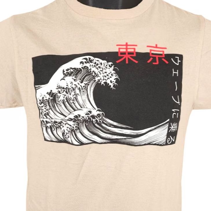 Greats Great Wave Off Kanagawa T Shirt Mens Size S Beige Art Tee Size US S / EU 44-46 / 1 - 2 Thumbnail
