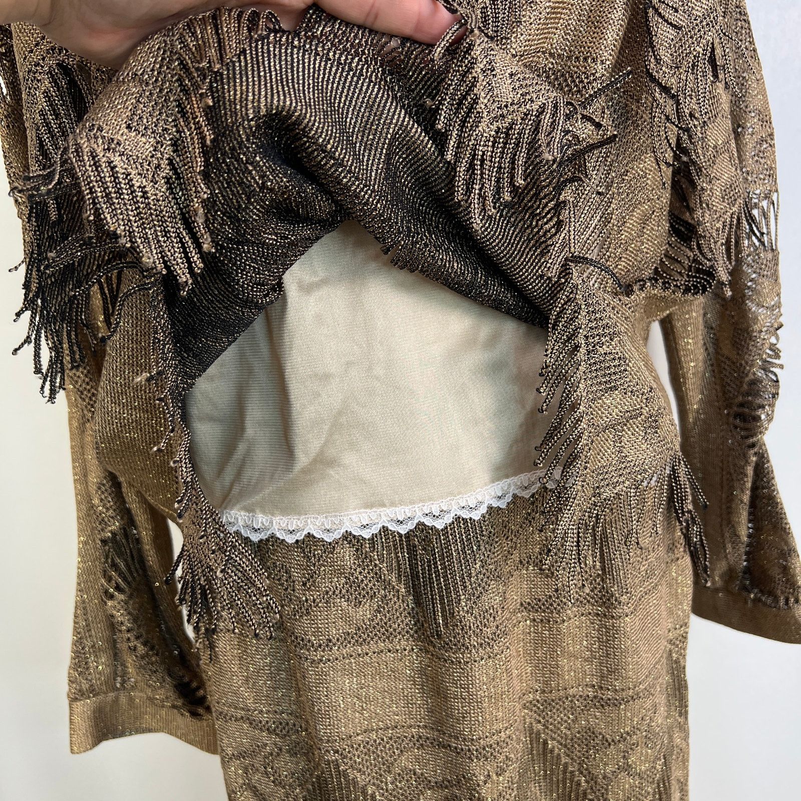 Vintage Vintage Damianou Gold Metallic Fringe 2 Piece Skirt Set Size M / US 6-8 / IT 42-44 - 7 Thumbnail