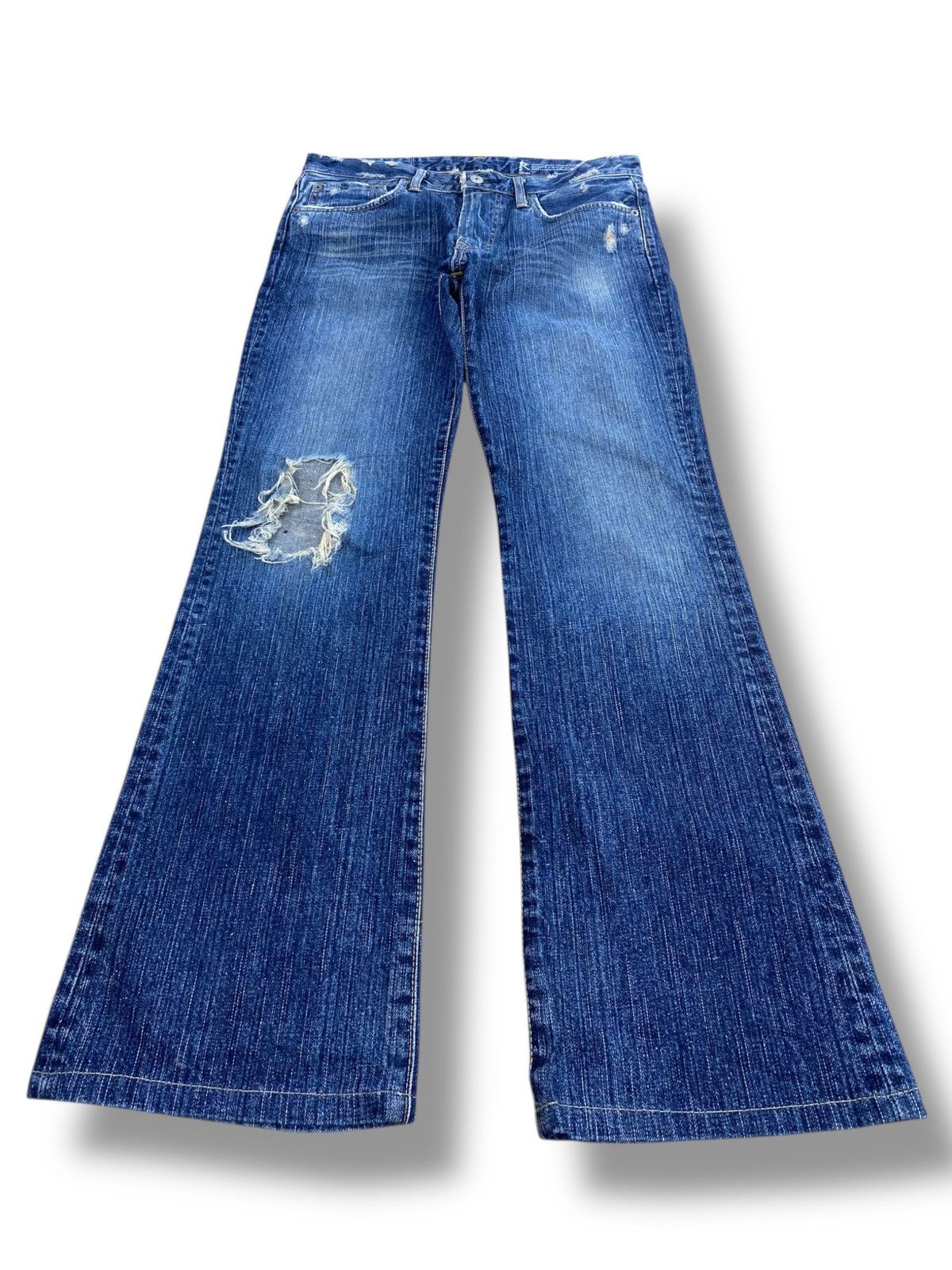 Edwin Edwin Acid Blue Wash Style Distressed Jeans Size US 33 - 1 Thumbnail