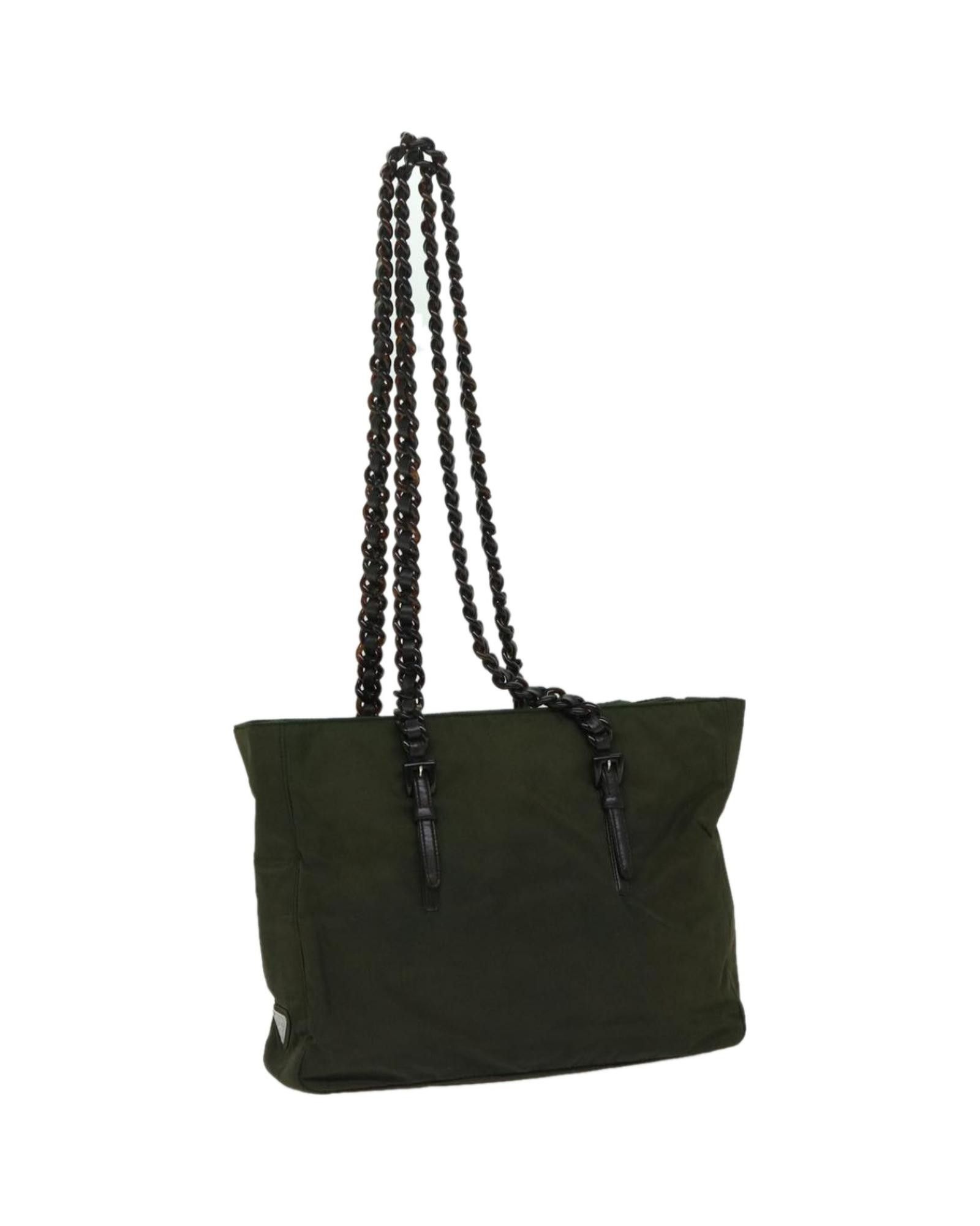 image of Prada Green Synthetic Shoulder Bag With Impressive Design, Women's