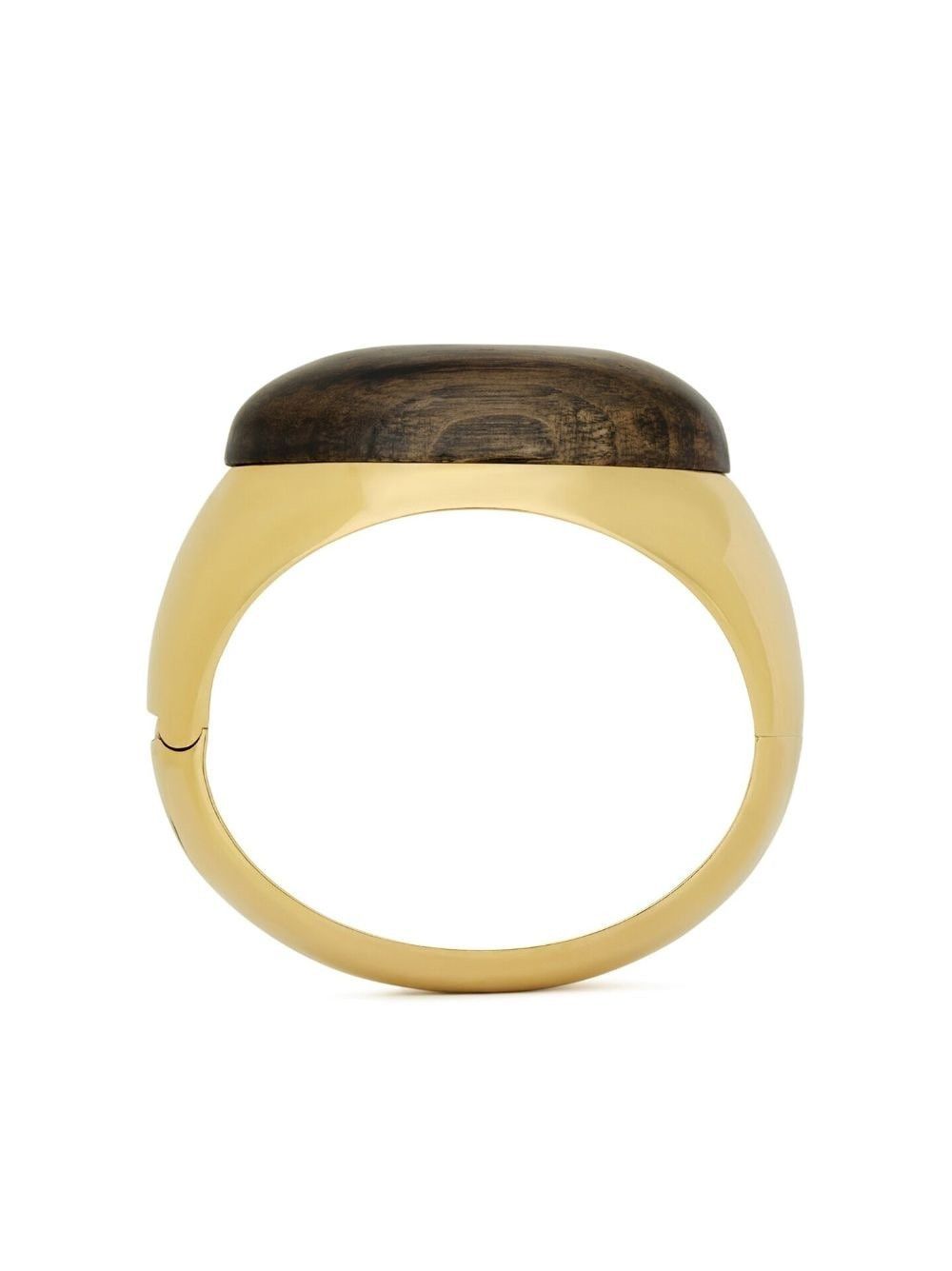 Saint Laurent Paris o1la1rc1a0325 Size: OS / 747692 Dome Ring in Metal Wood Size ONE SIZE - 3 Thumbnail