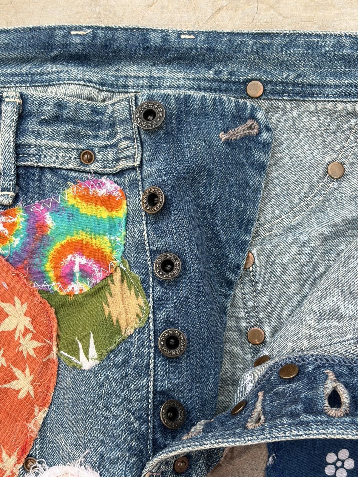 Kapital Archive 00s Kapital Kiro Hirata Patchwork Boro Flared Jeans Size US 32 / EU 48 - 7 Thumbnail