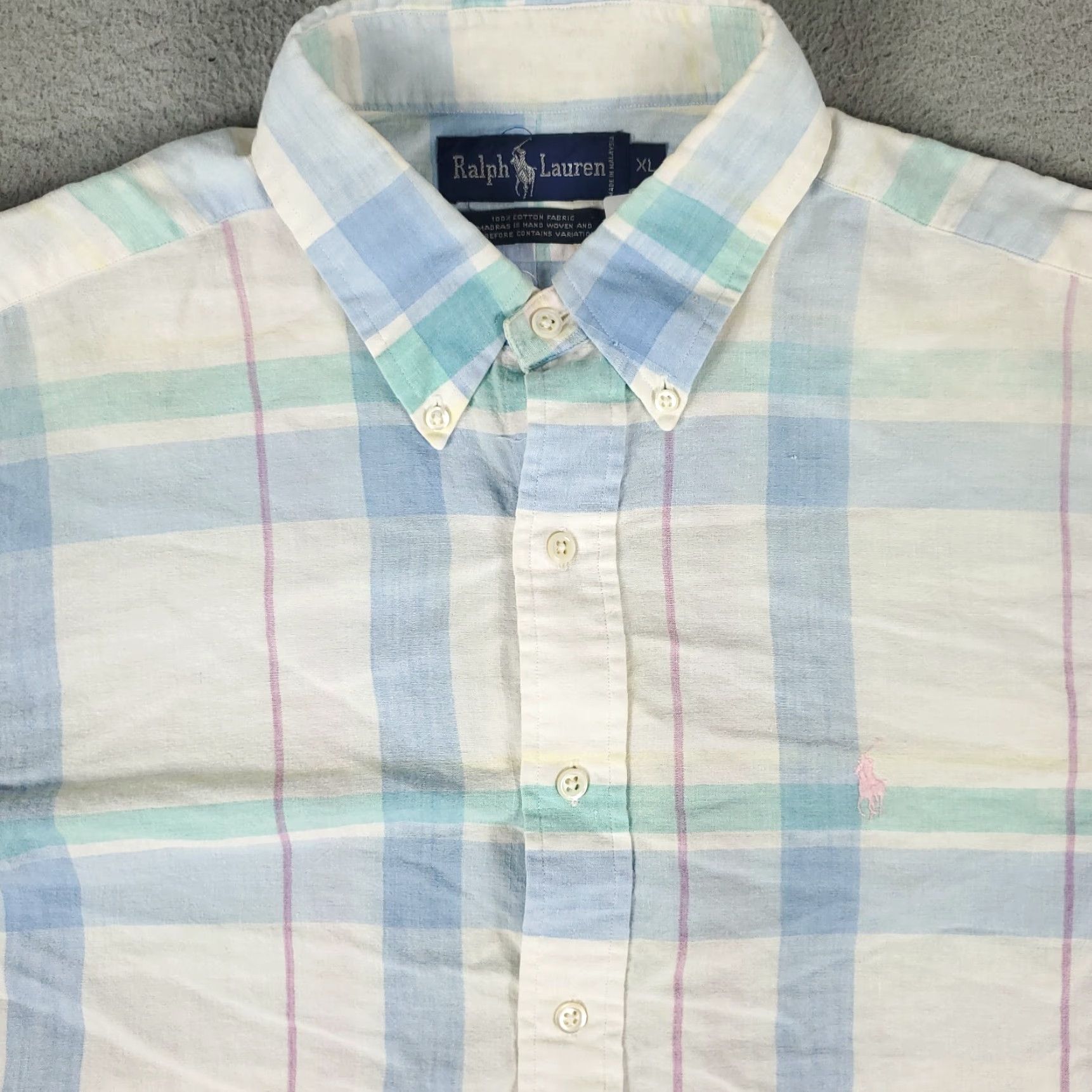 Ralph Lauren VINTAGE Ralph Lauren Shirt Men XL Blue Plaid Button-Up Pony Logo 90s CPO/Workwear Style, Regular Fit Size US XL / EU 56 / 4 - 2 Thumbnail